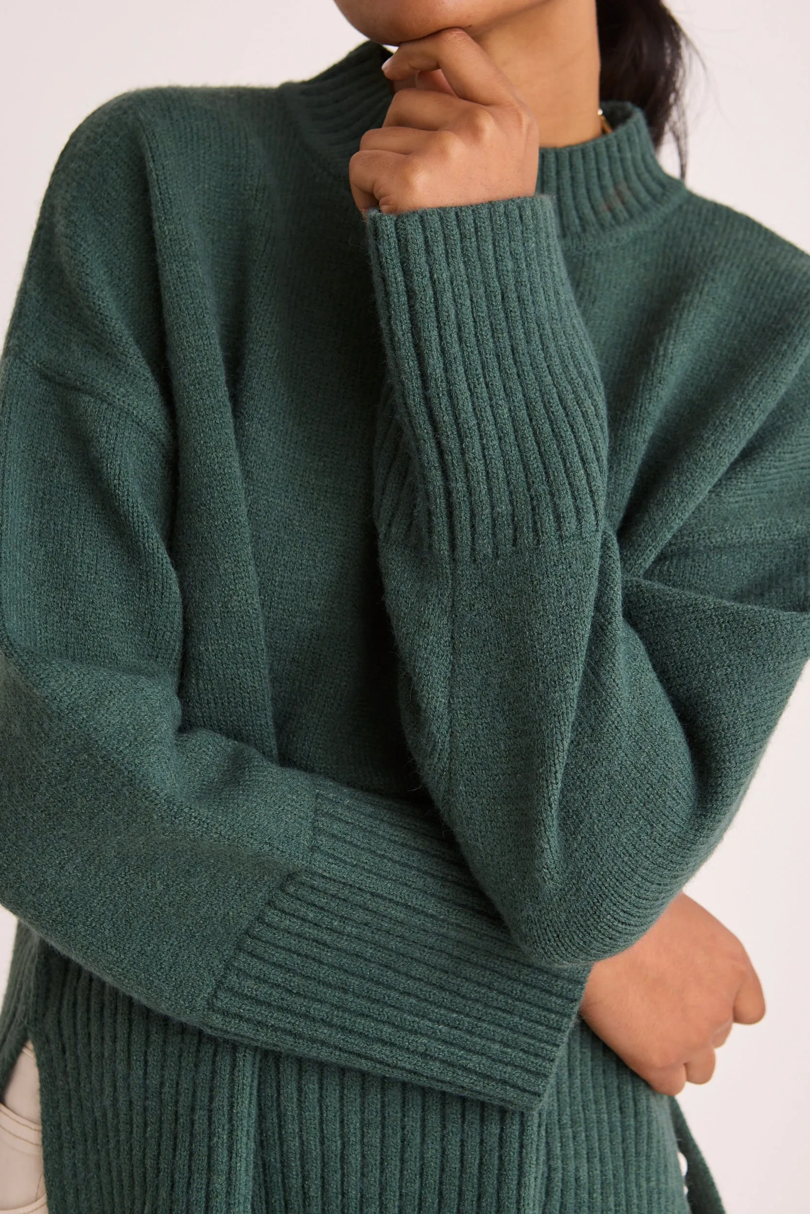 Alaska Forest Funnel Neck Knit Jumper