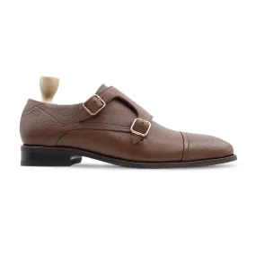 Arad - Men's Brown Pebble Grain Leather Double Monkstrap