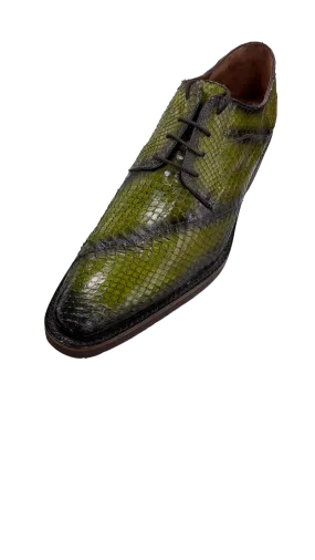 Belvedere Men's Olive Dress Snake Skin Shoes Lace Up Fashion Style