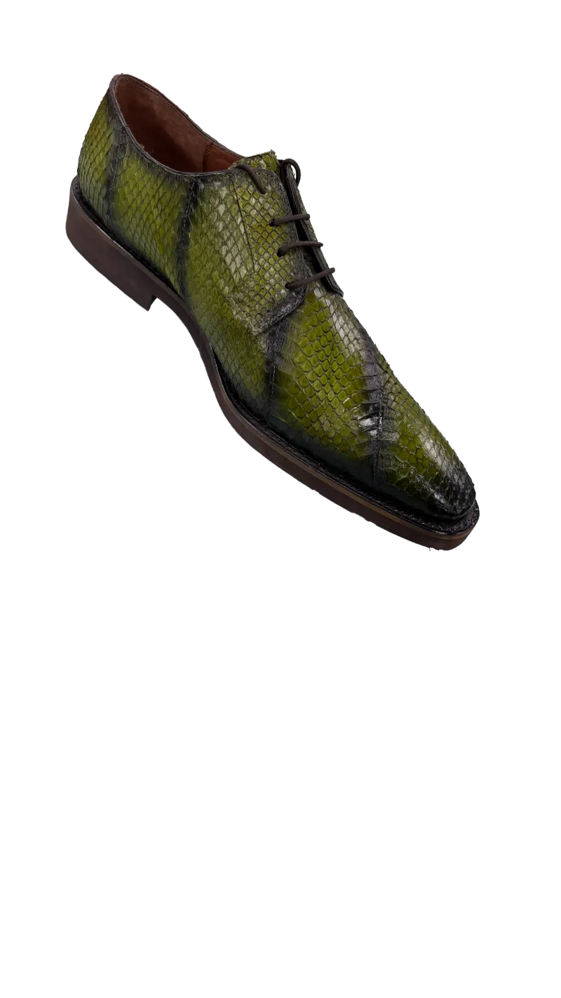 Belvedere Men's Olive Dress Snake Skin Shoes Lace Up Fashion Style