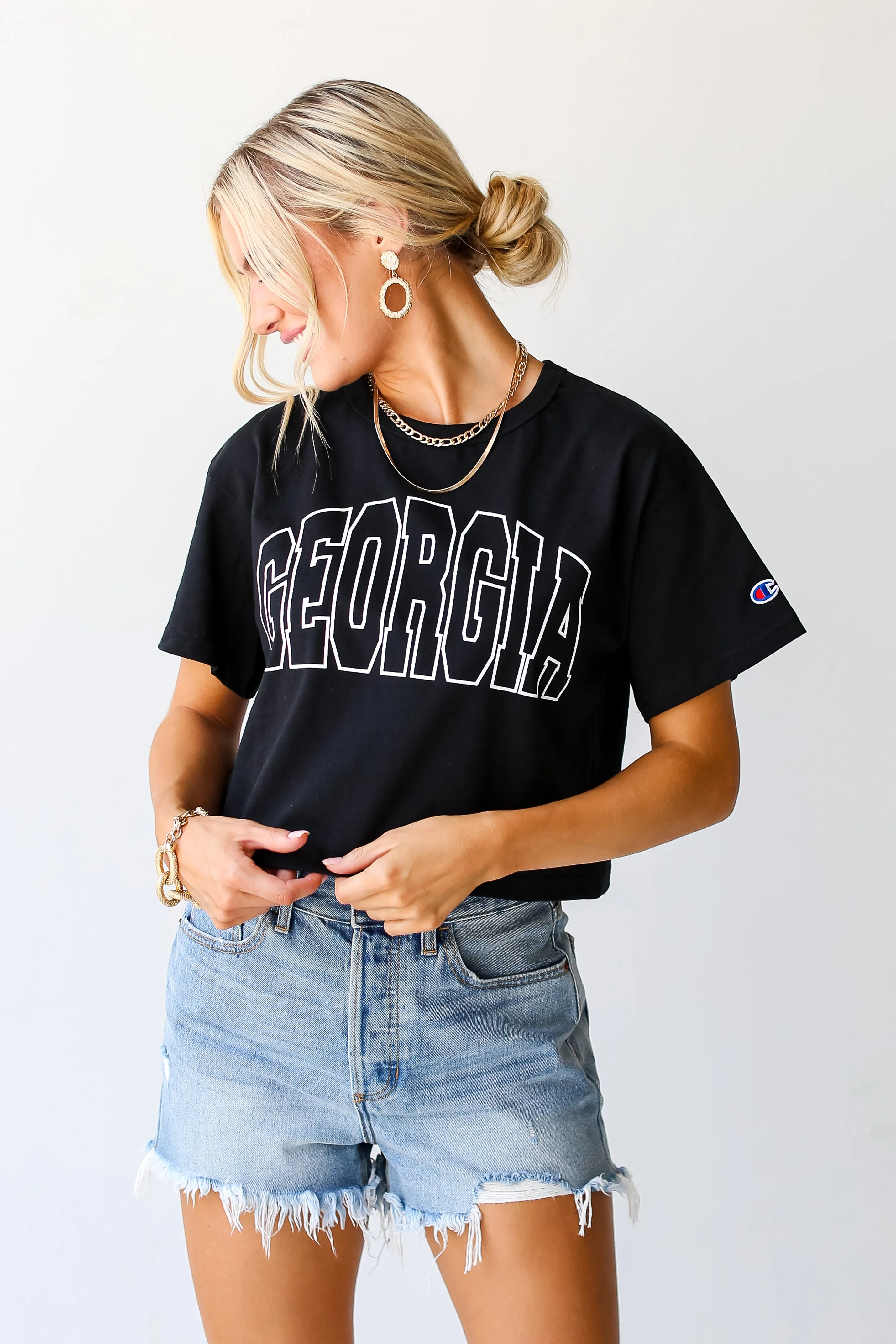 Black Georgia Cropped Tee