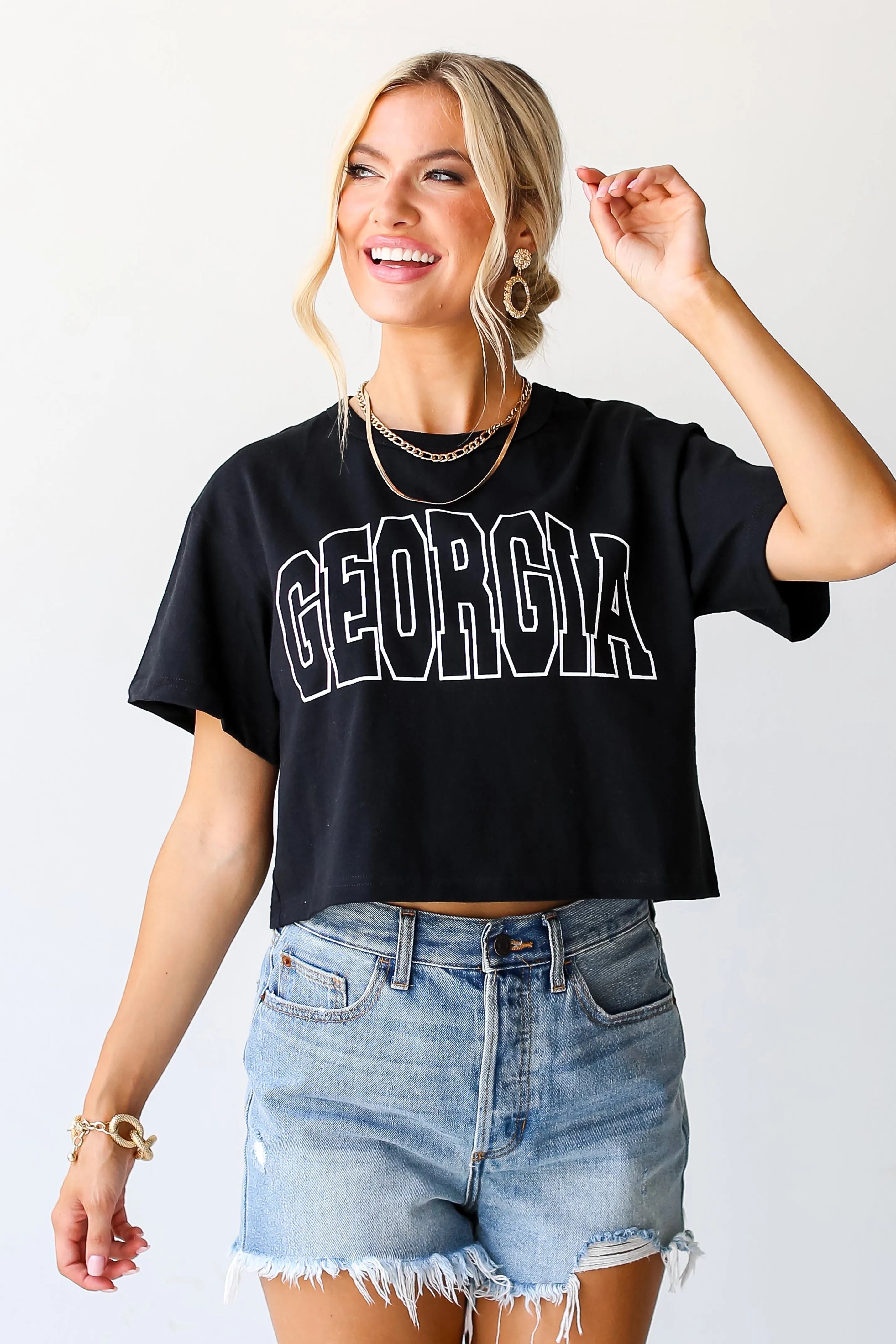 Black Georgia Cropped Tee