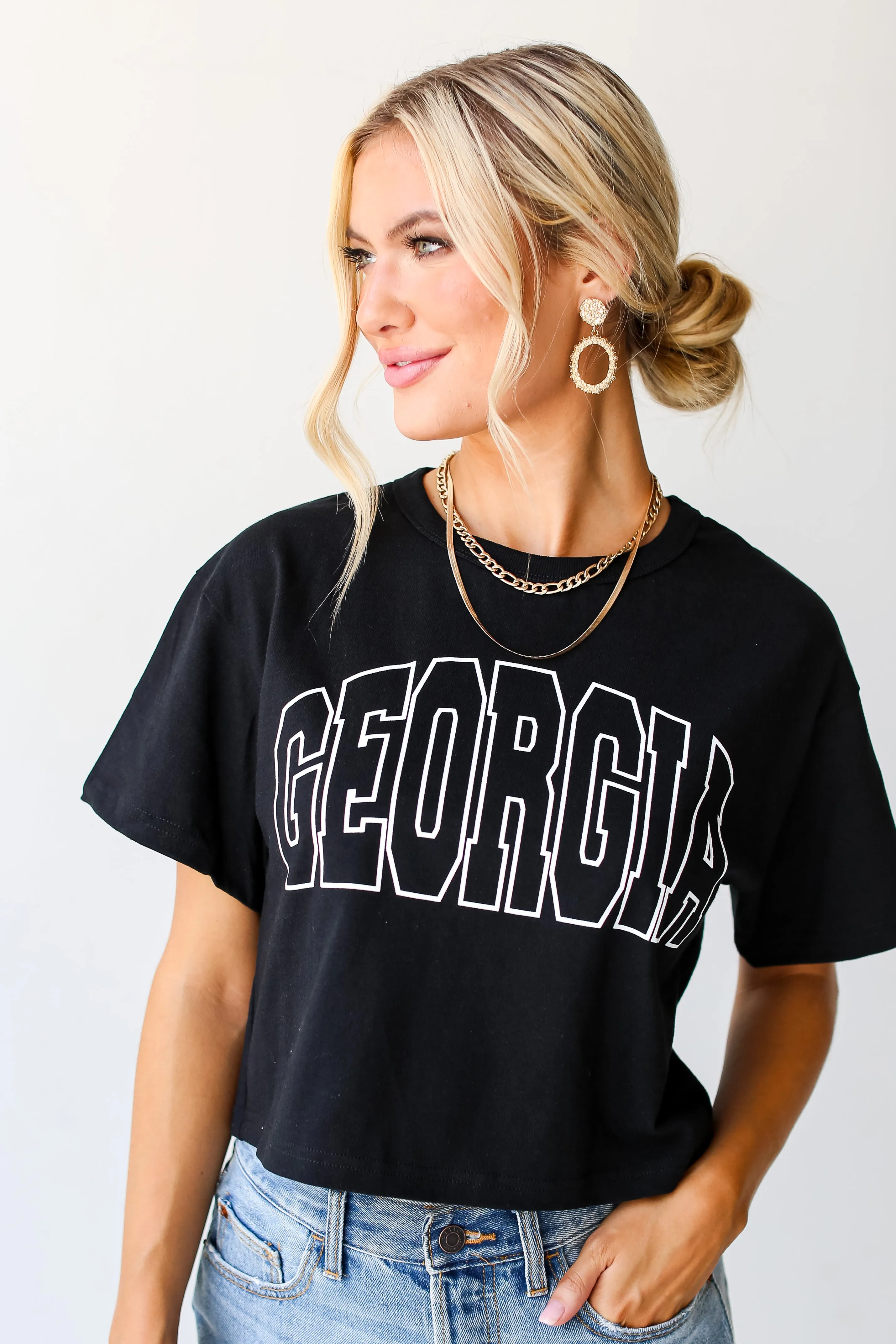 Black Georgia Cropped Tee