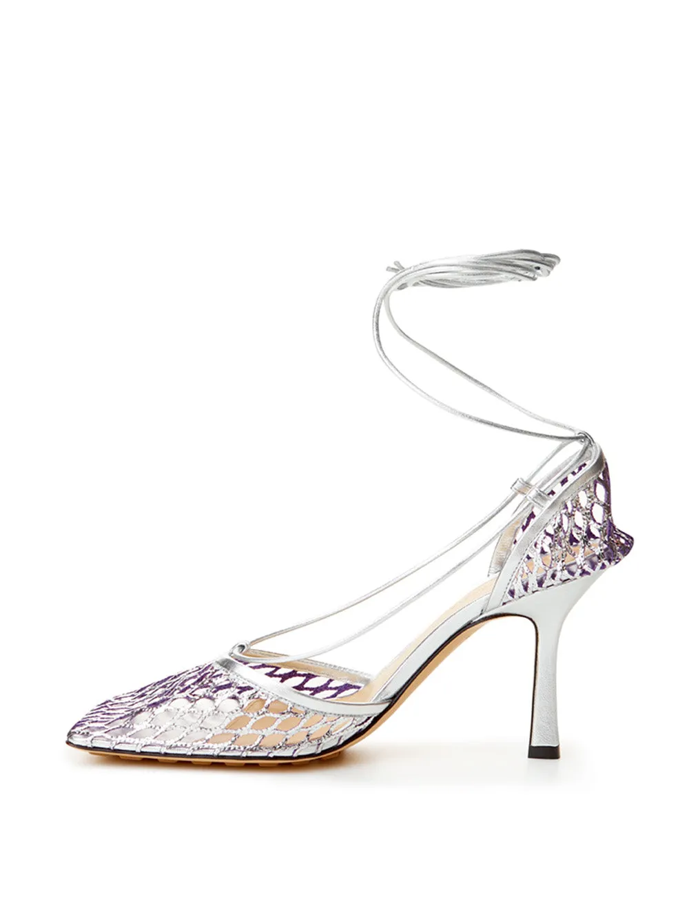 Bottega Veneta Elegant Silver Stretch Leather Pumps