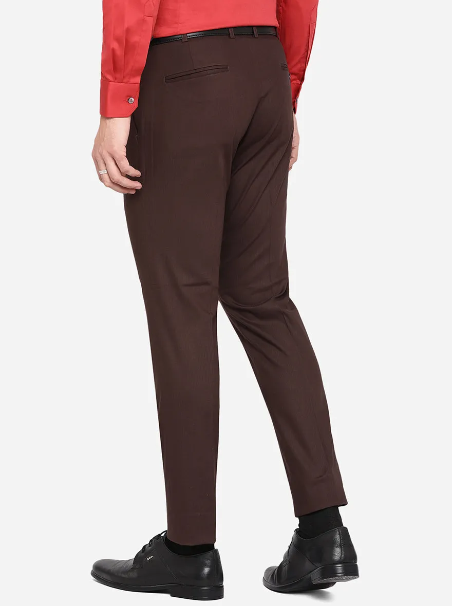 Brown Solid Super Slim Fit Formal Trouser | JadeBlue