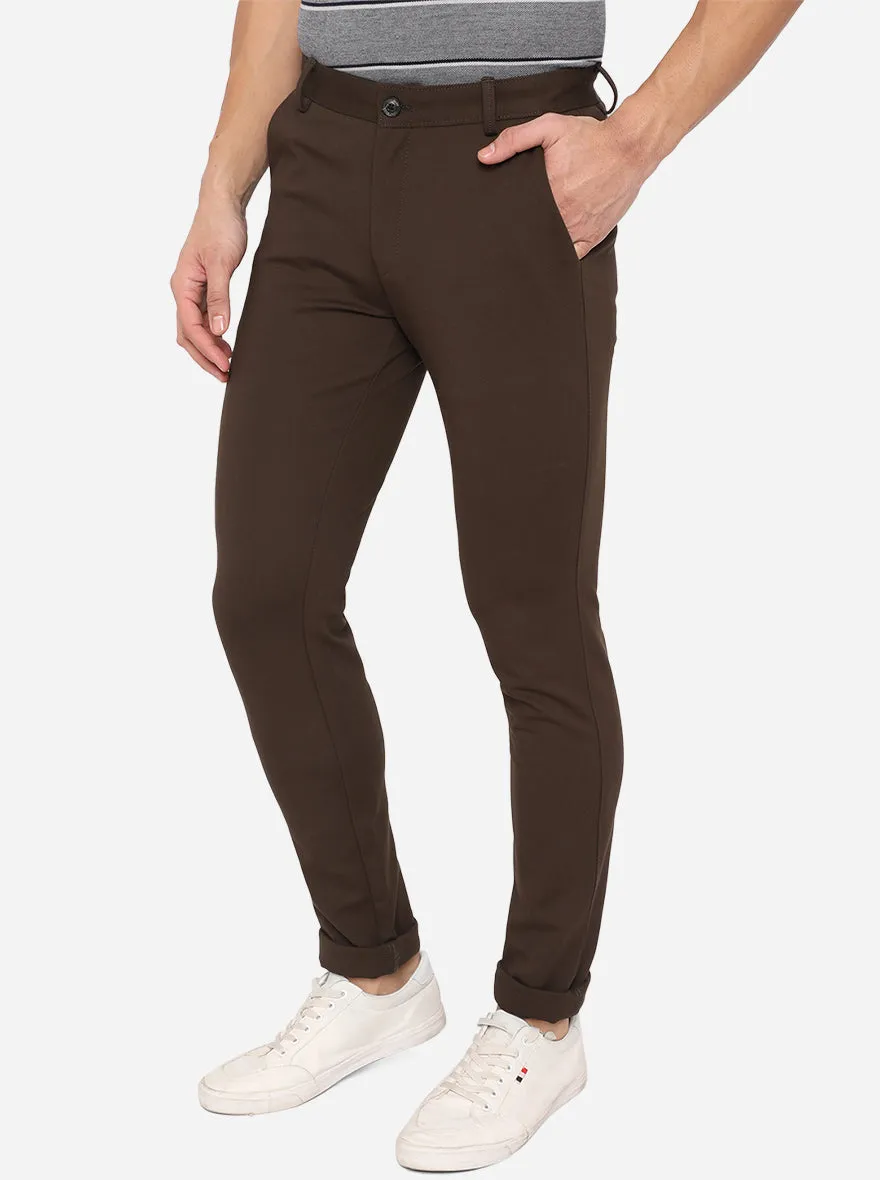 Brown Washed Venice Fit Casual Trouser | JadeBlue