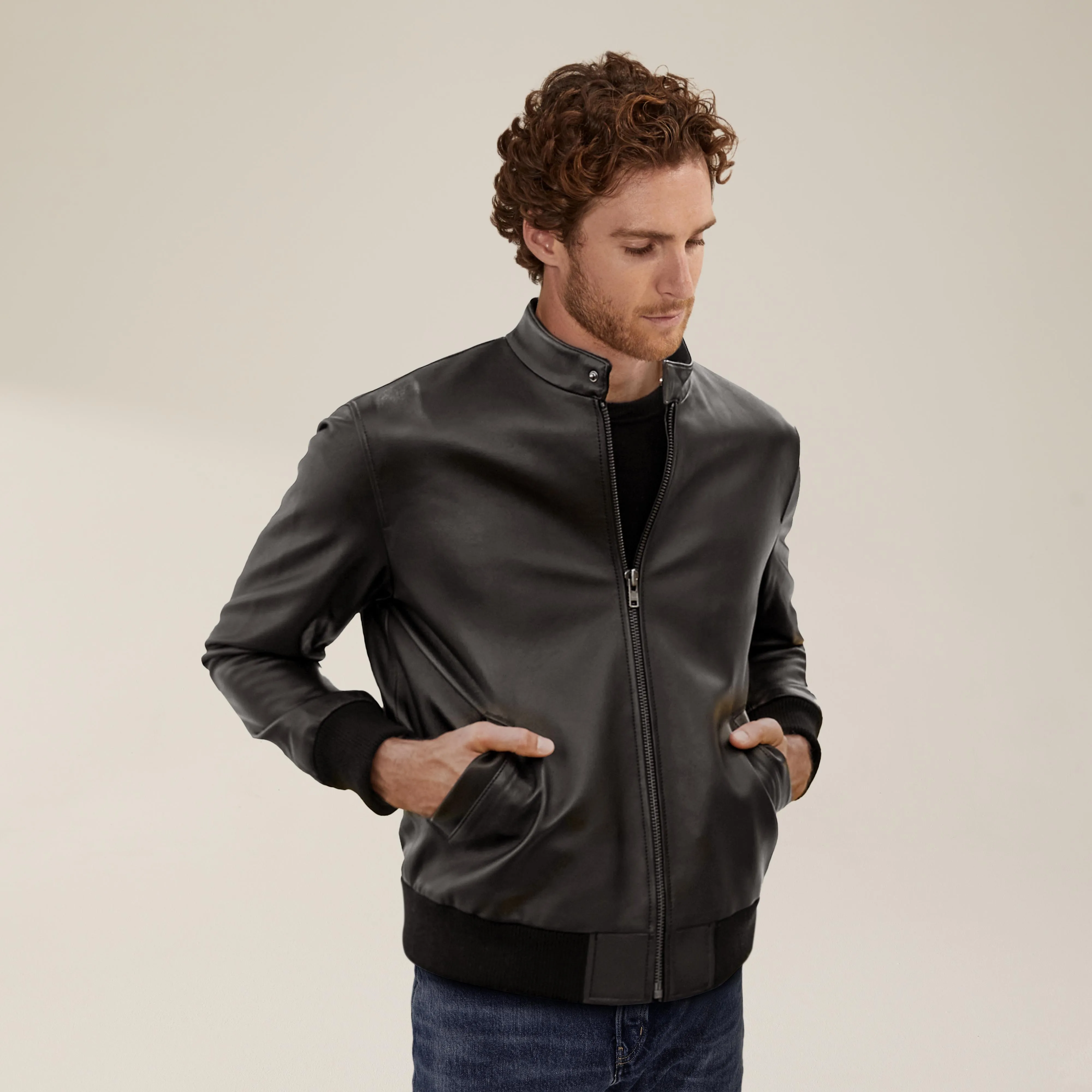 Chase Lambskin Leather Bomber Jacket by Italic