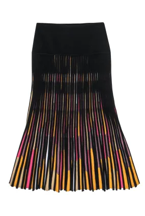 COS - Black Pleated Midi Knit Skirt w/ Multicolored Accents Sz XS