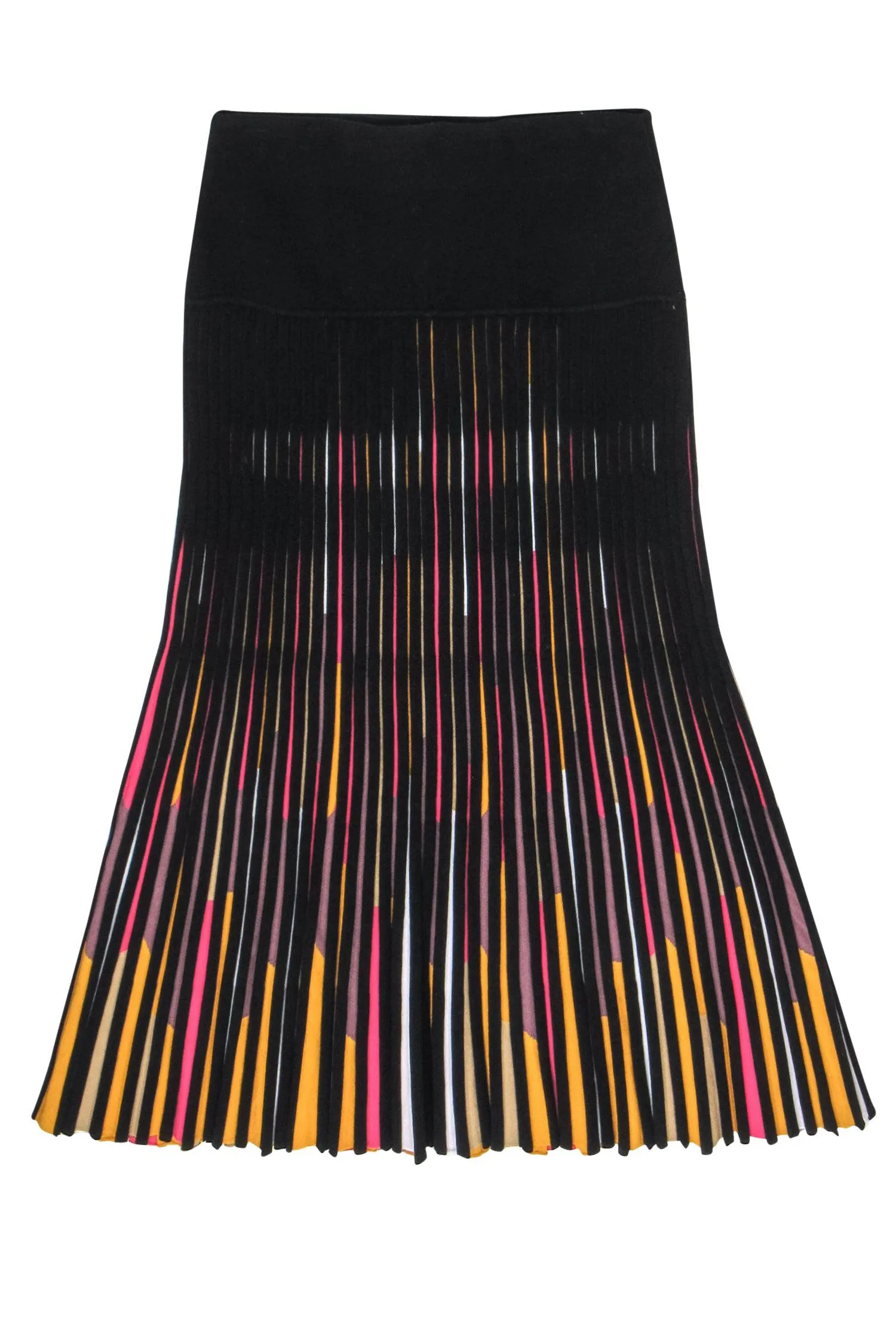 COS - Black Pleated Midi Knit Skirt w/ Multicolored Accents Sz XS