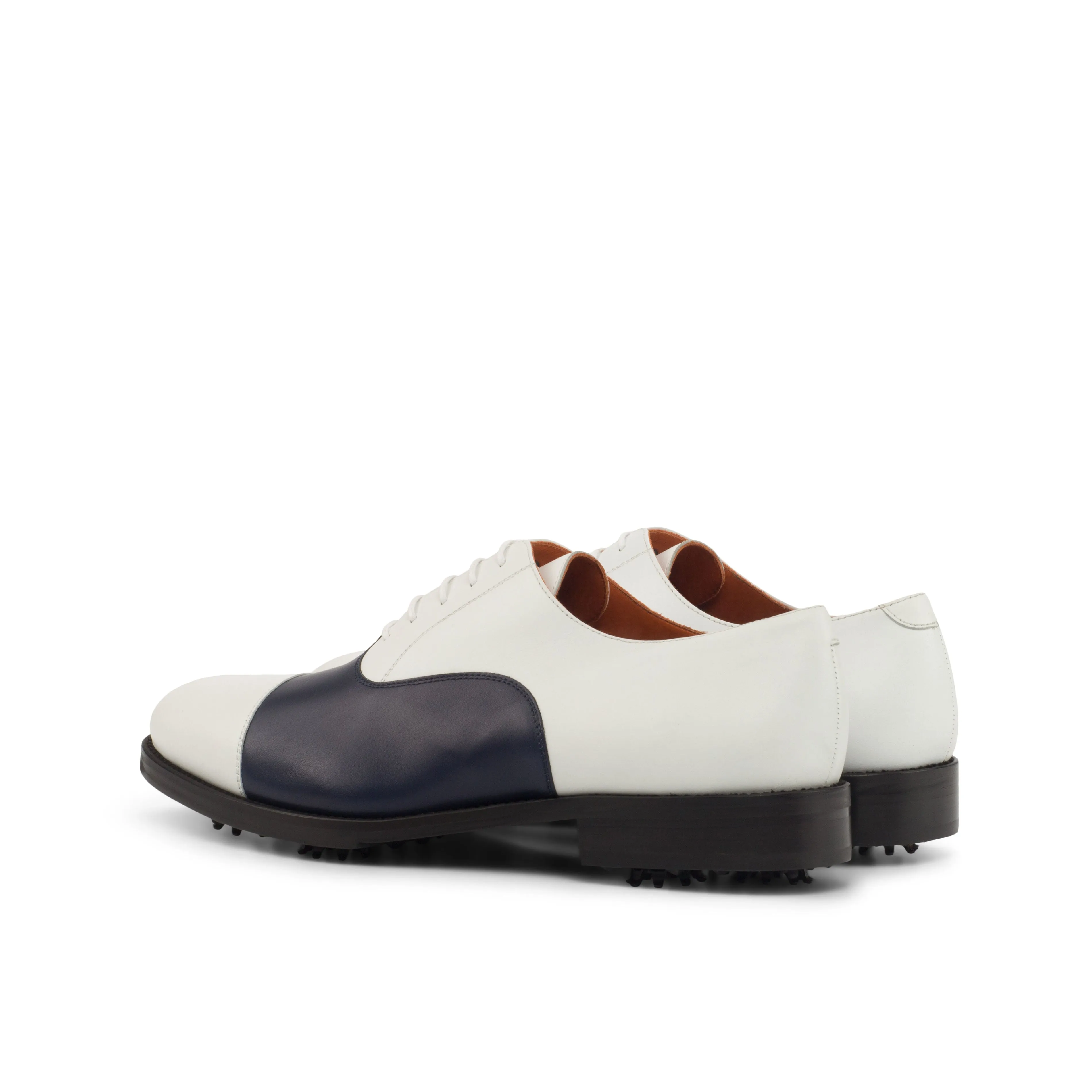 DapperFam Rafael Golf in Navy / White Men's Italian Leather Oxford