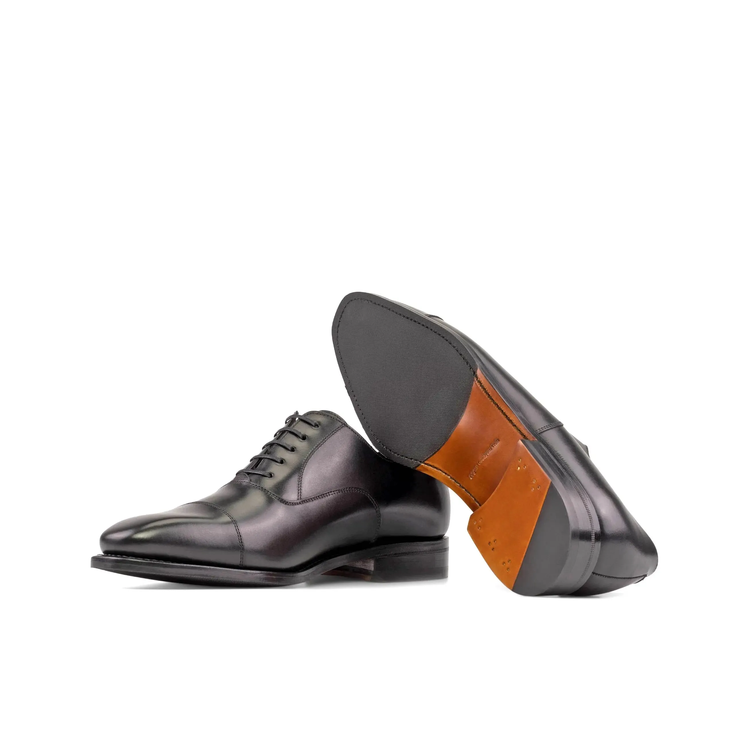 DapperFam Rafael in Black Men's Vitello Leather Oxford