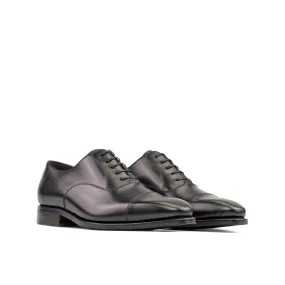 DapperFam Rafael in Black Men's Vitello Leather Oxford