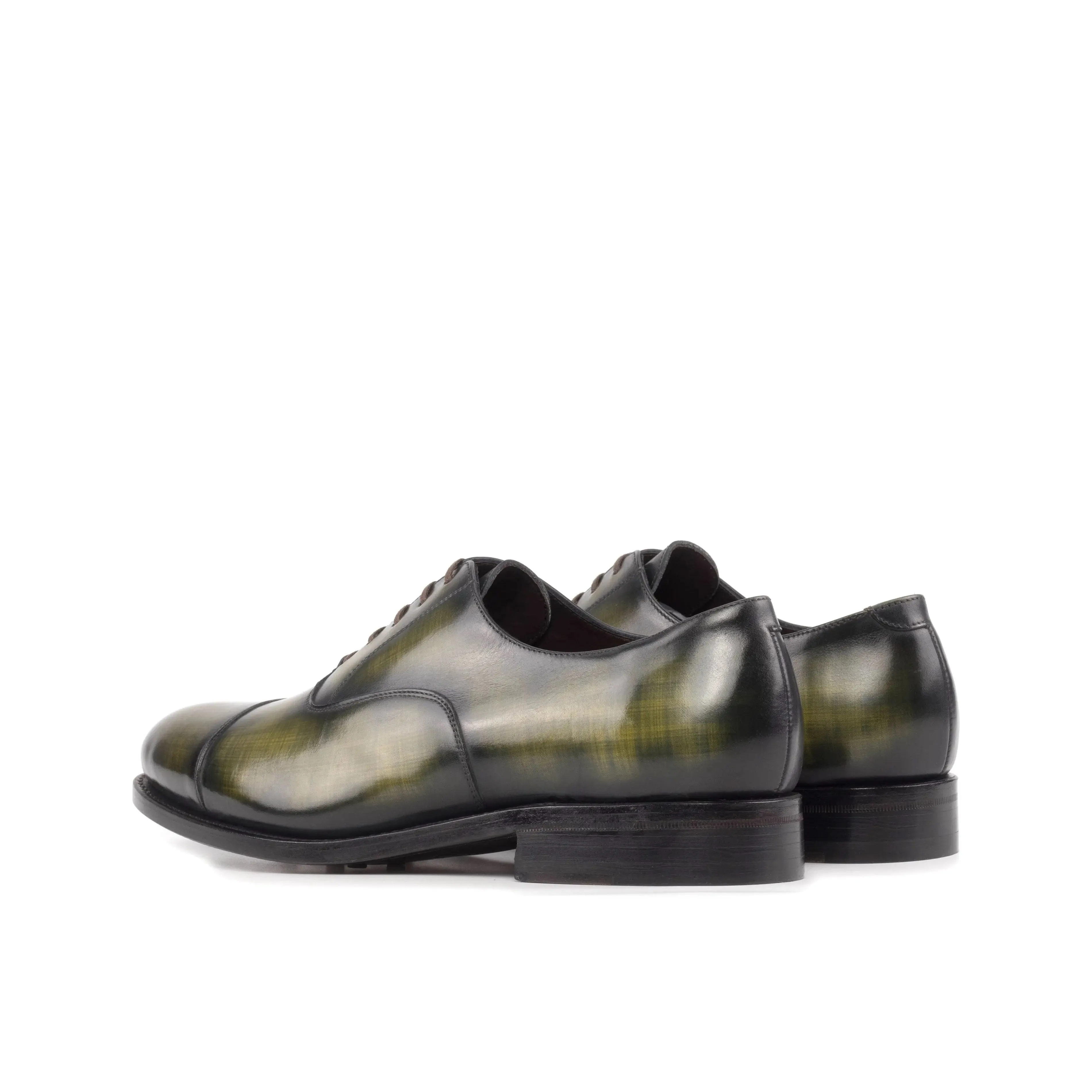 DapperFam Rafael in Khaki Men's Hand-Painted Patina Oxford