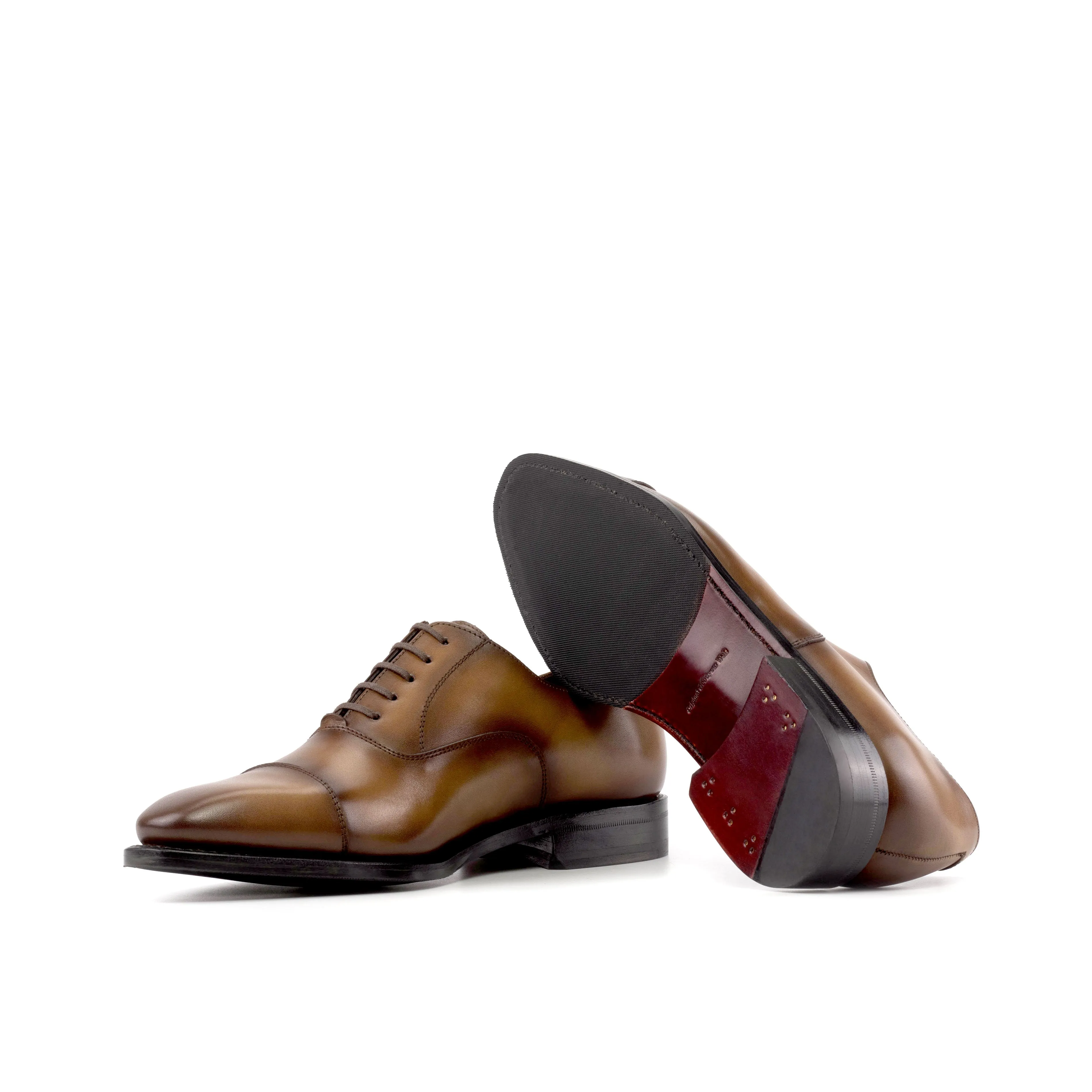 DapperFam Rafael in Med Brown Men's Hand-Painted Italian Leather Oxford