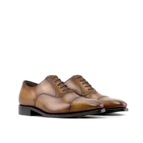 DapperFam Rafael in Med Brown Men's Hand-Painted Italian Leather Oxford