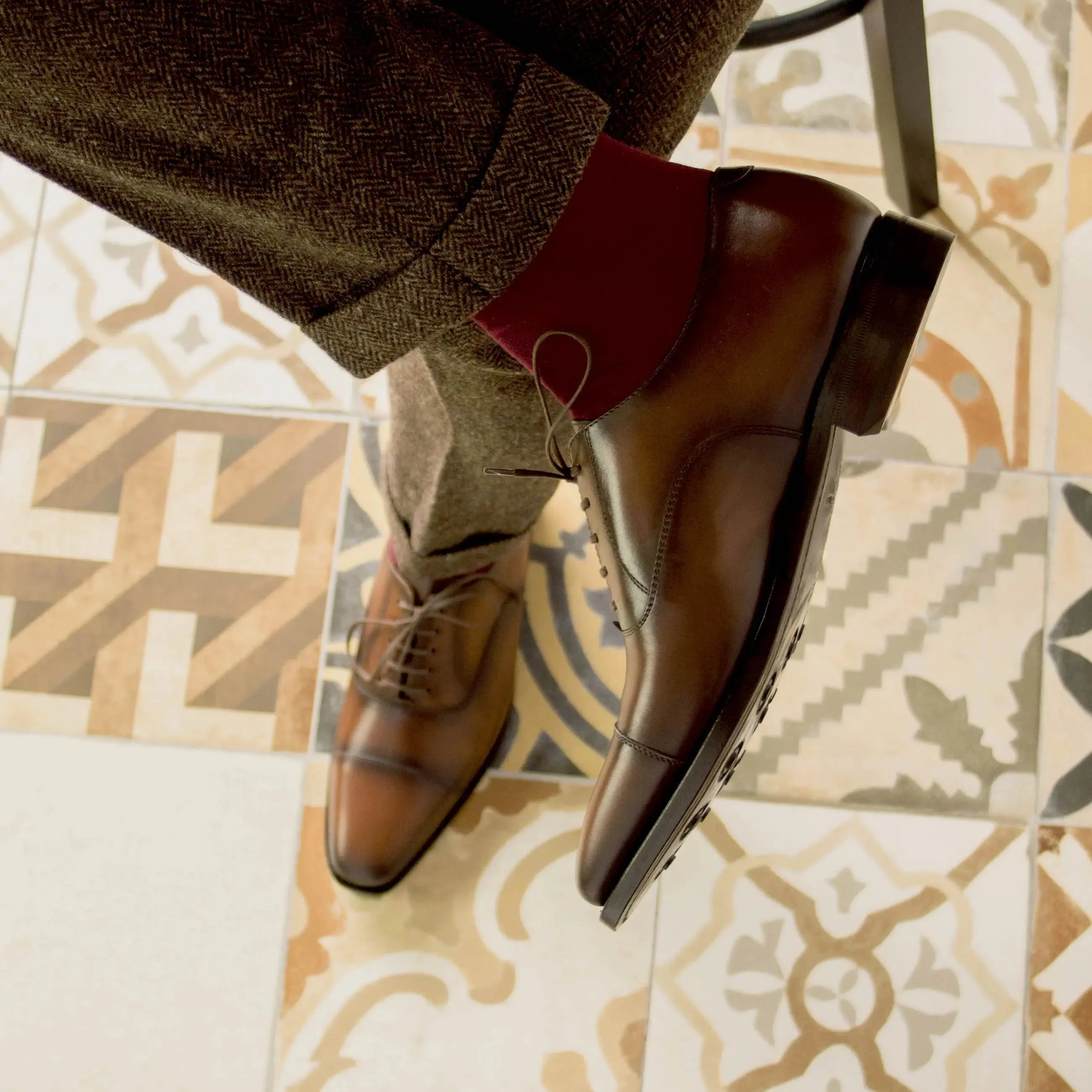 DapperFam Rafael in Med Brown Men's Italian Leather Oxford