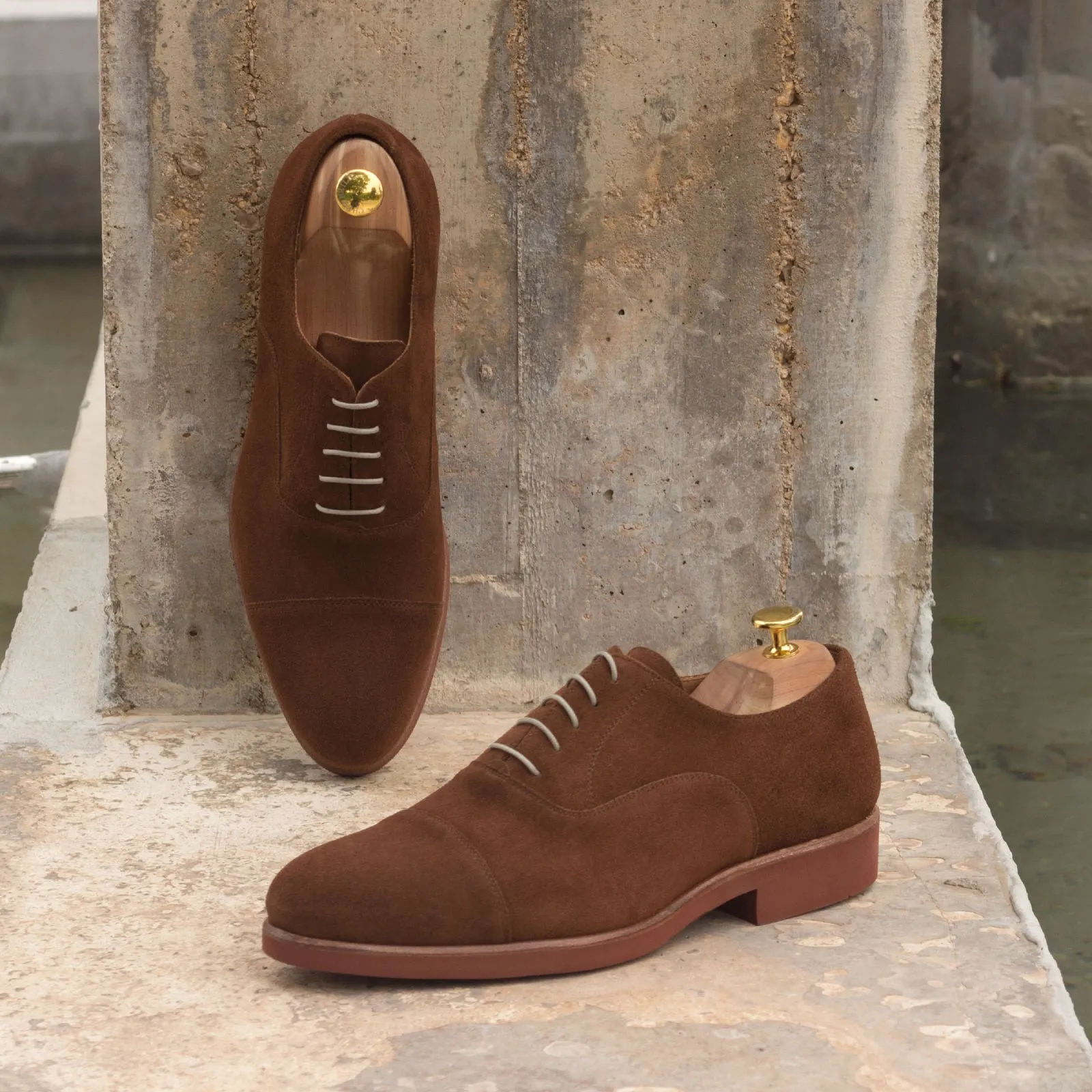 DapperFam Rafael in Med Brown Men's Lux Suede Oxford