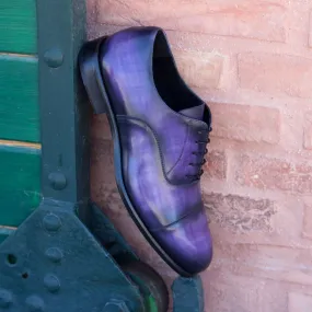 DapperFam Rafael in Purple Men's Hand-Painted Patina Oxford