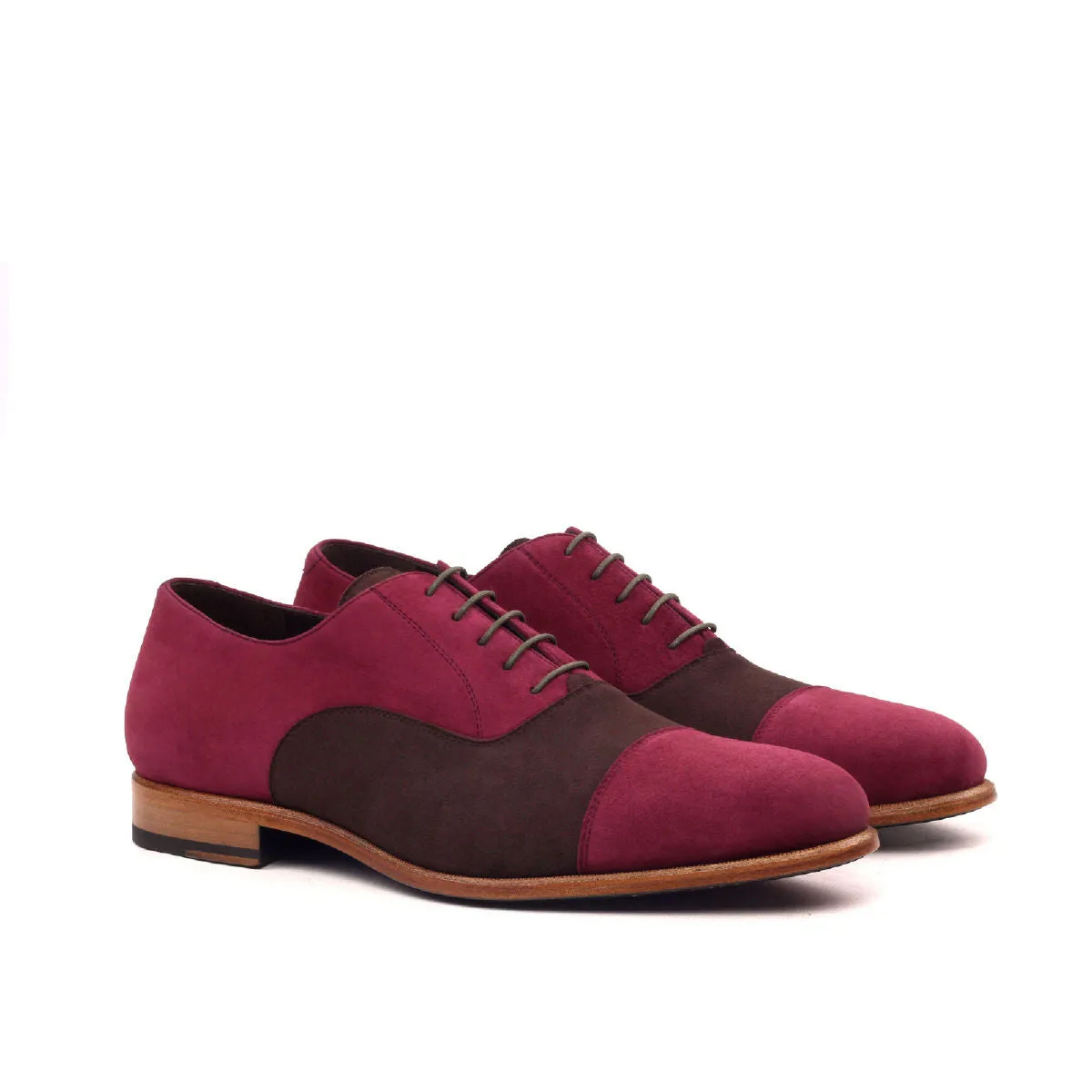 DapperFam Rafael in Wine / Brown Men's Italian Suede Oxford