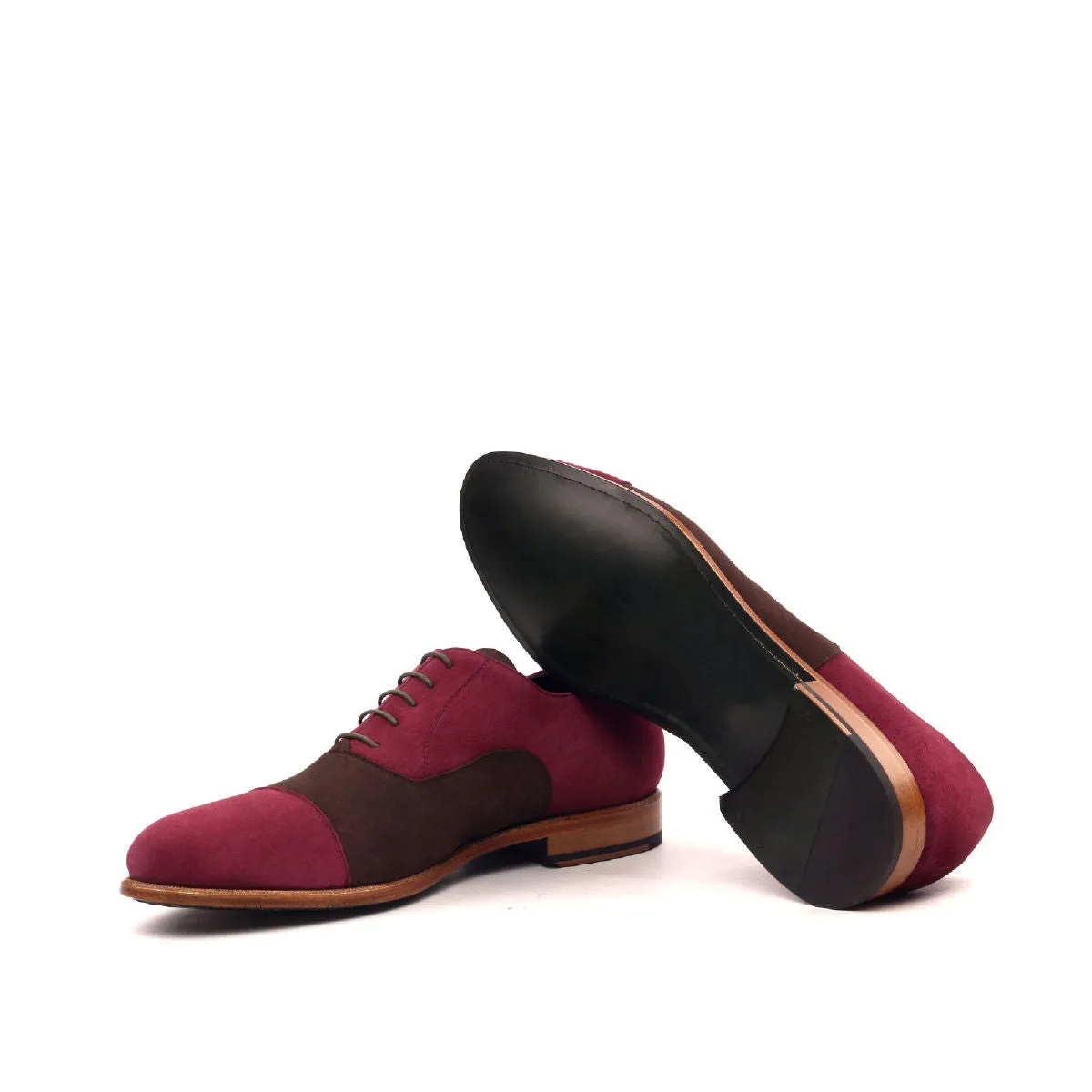 DapperFam Rafael in Wine / Brown Men's Italian Suede Oxford