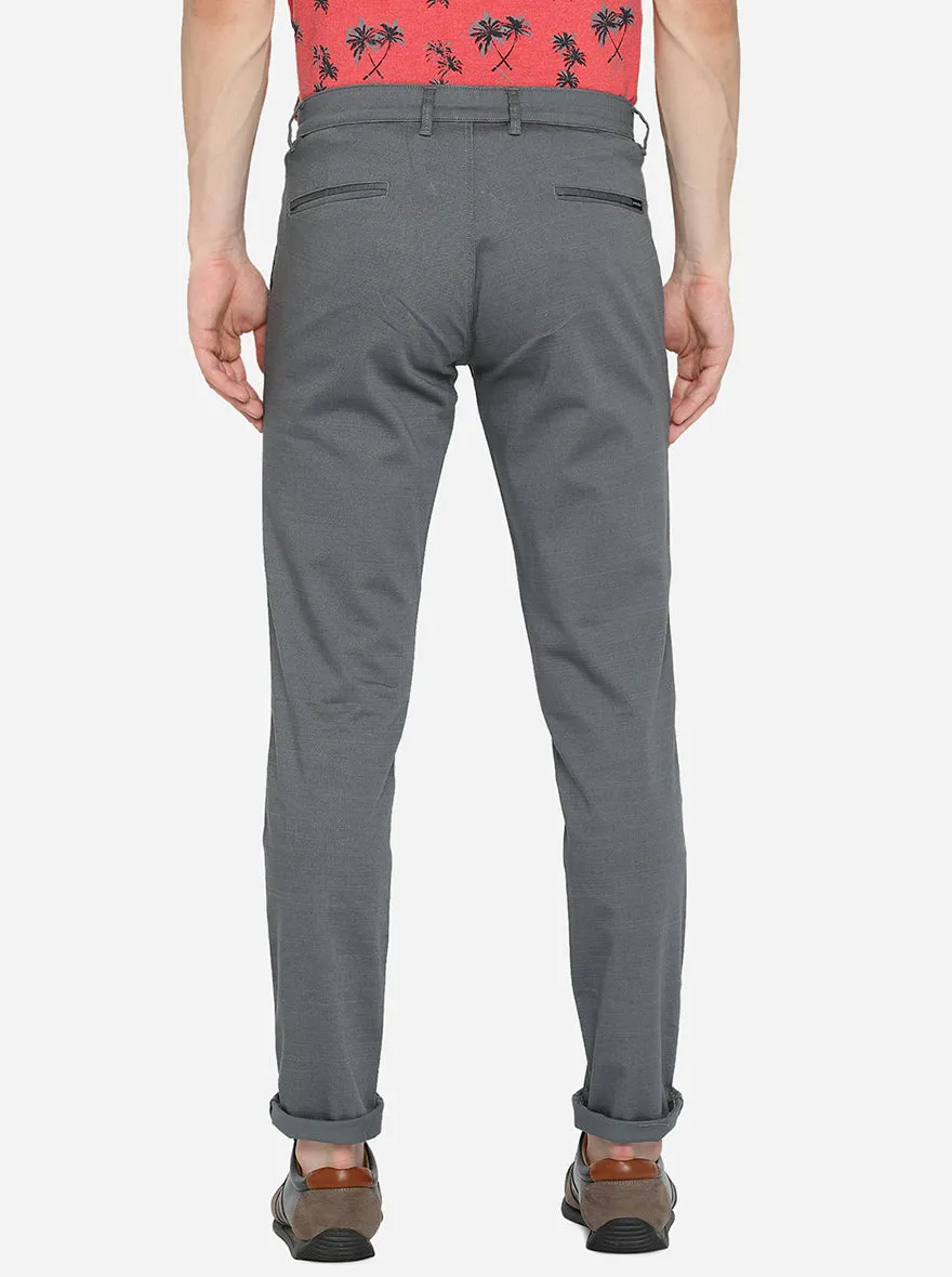 Dark Grey Solid Neo Fit Casual Trouser | Greenfibre