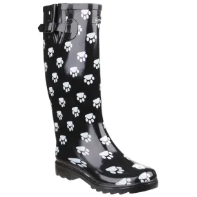 Dog Paw Wellingtons Black/White