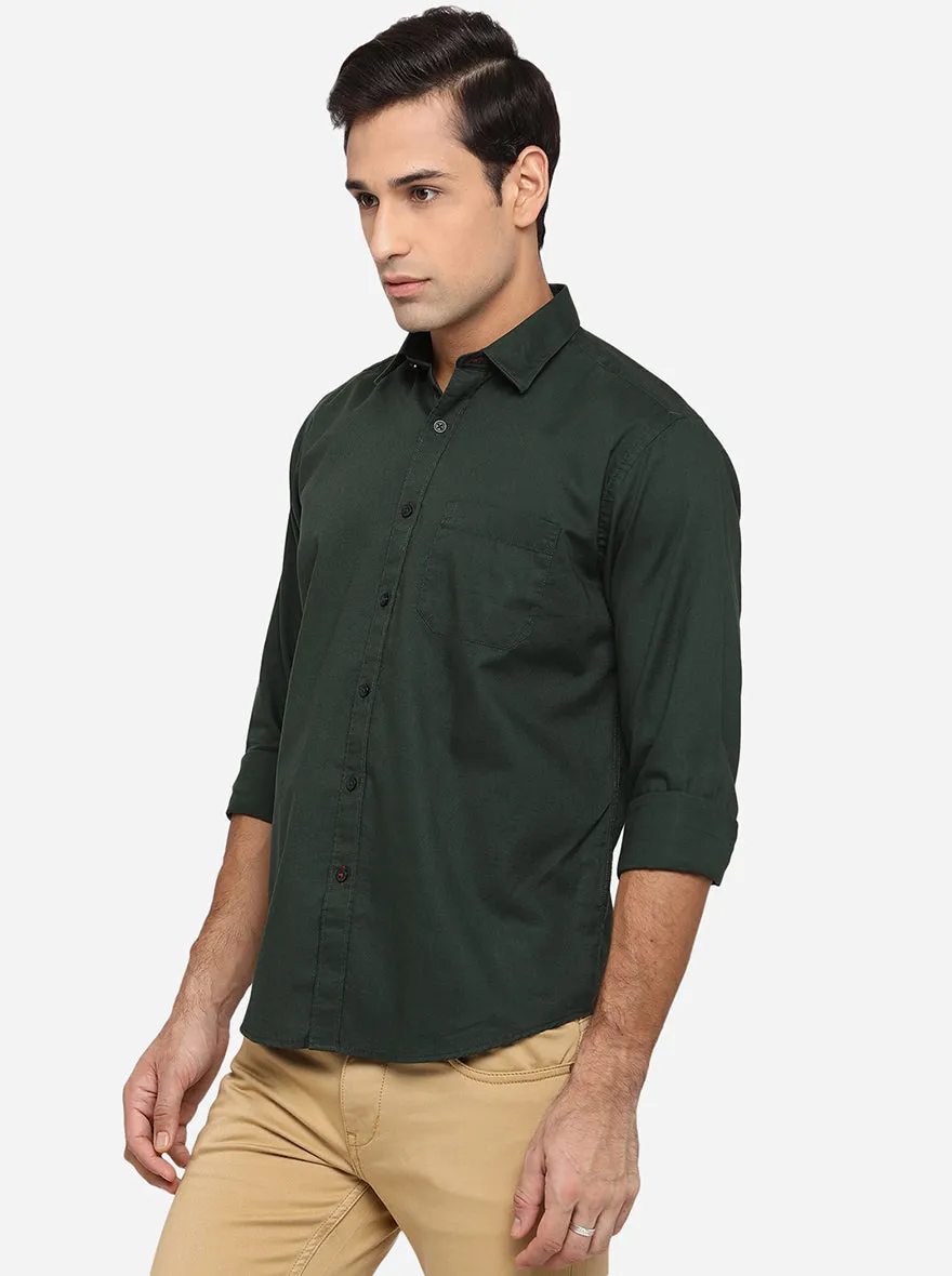 Jungle Green Solid Classic Fit Casual Shirt | Greenfibre