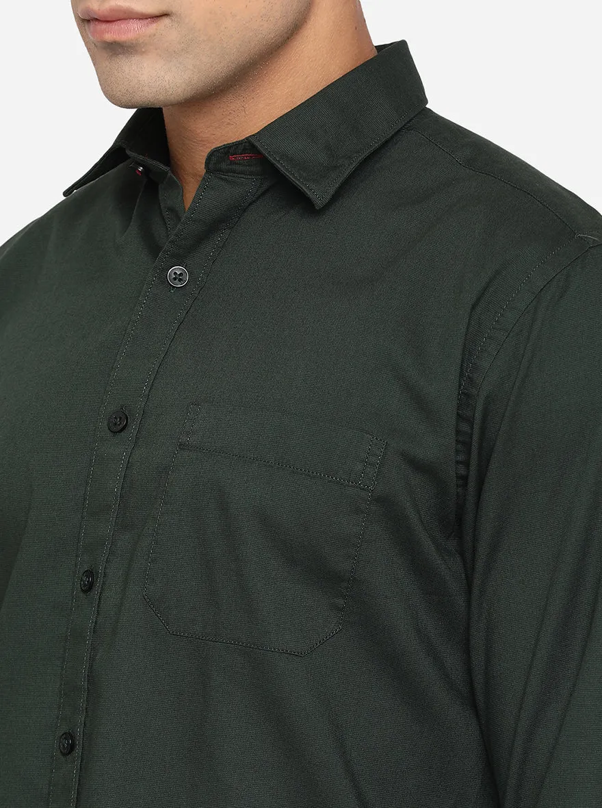 Jungle Green Solid Classic Fit Casual Shirt | Greenfibre