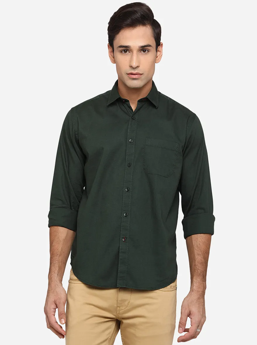 Jungle Green Solid Classic Fit Casual Shirt | Greenfibre