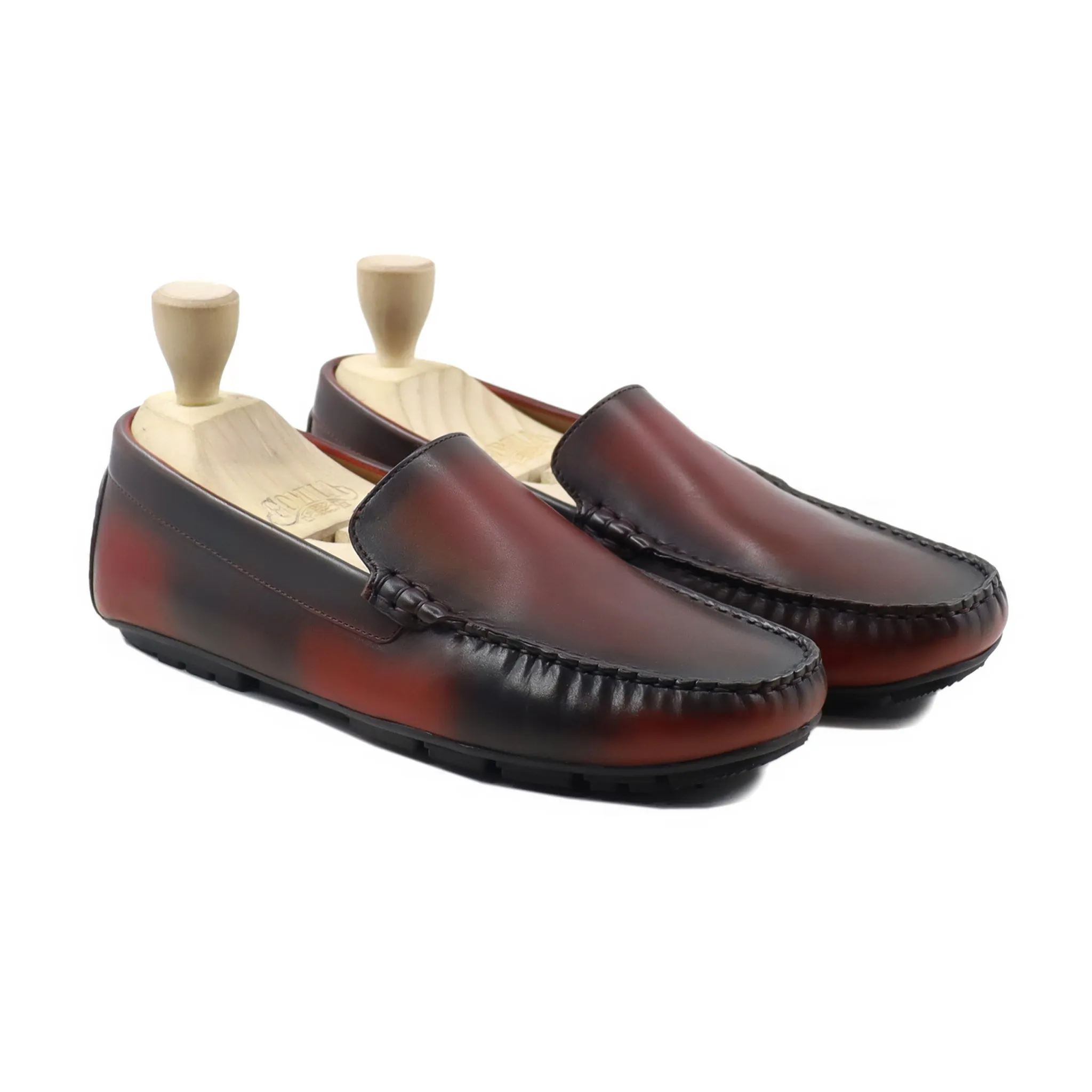 Kazuki - Men's Burnished Oxblood Calf Leather Driver Shoe