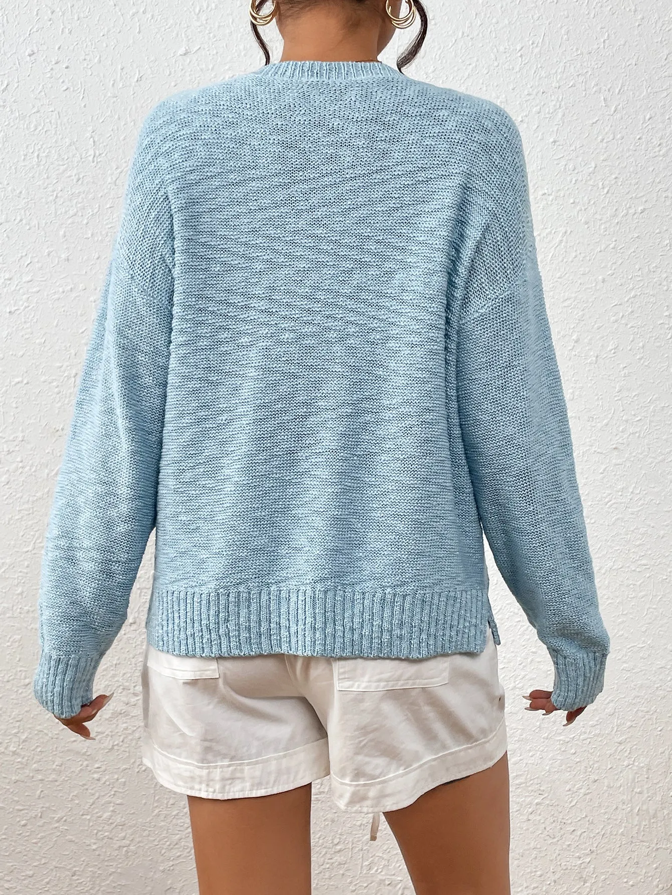 Knitted Sweater Crew Neck Long Sleeve Alphabet Sweater