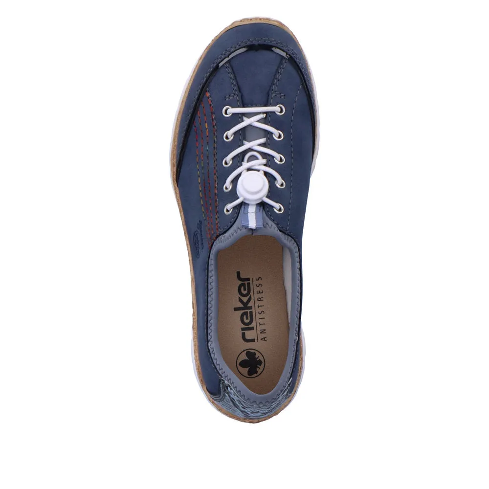 Ladies Rieker Lace Up Shoe Denim Style N42T0-14