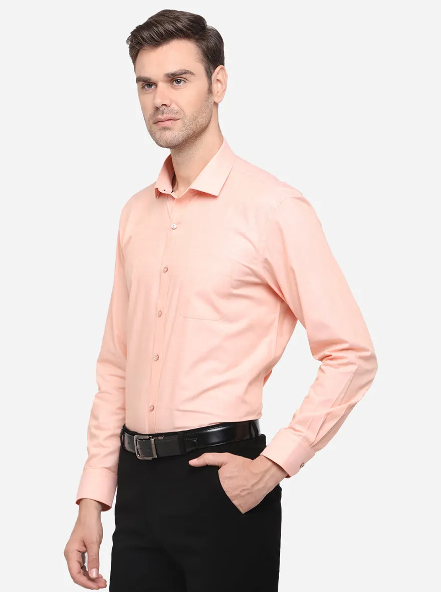 Light Orange Solid Regular Fit Formal Shirt | Greenfibre