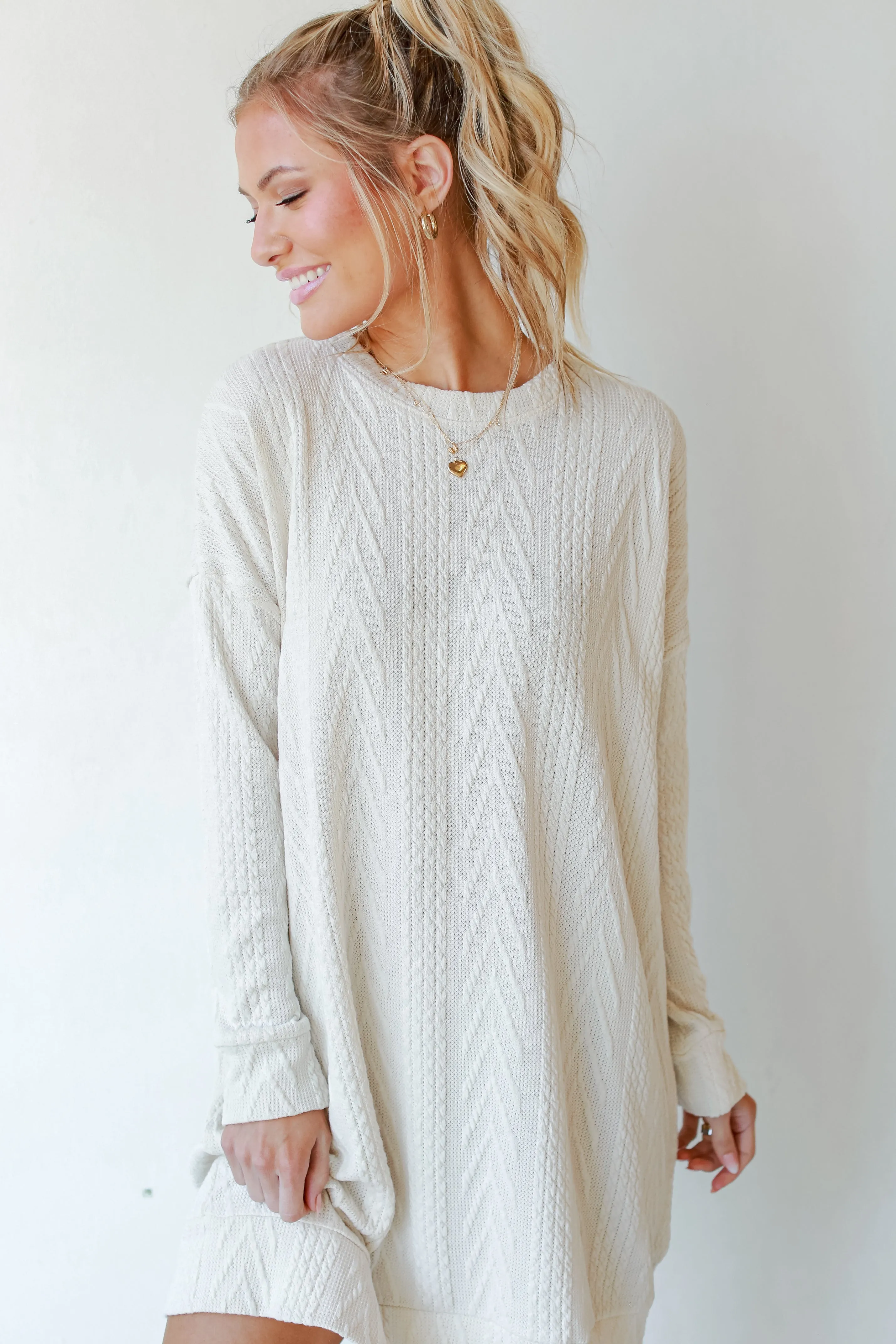 Love The Way Cable Knit Sweater Dress