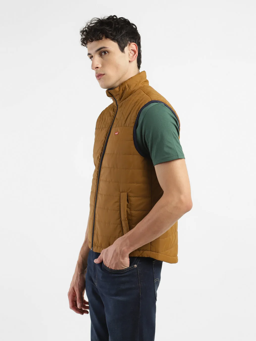 Men's Solid Brown Reversible Padded Jacket