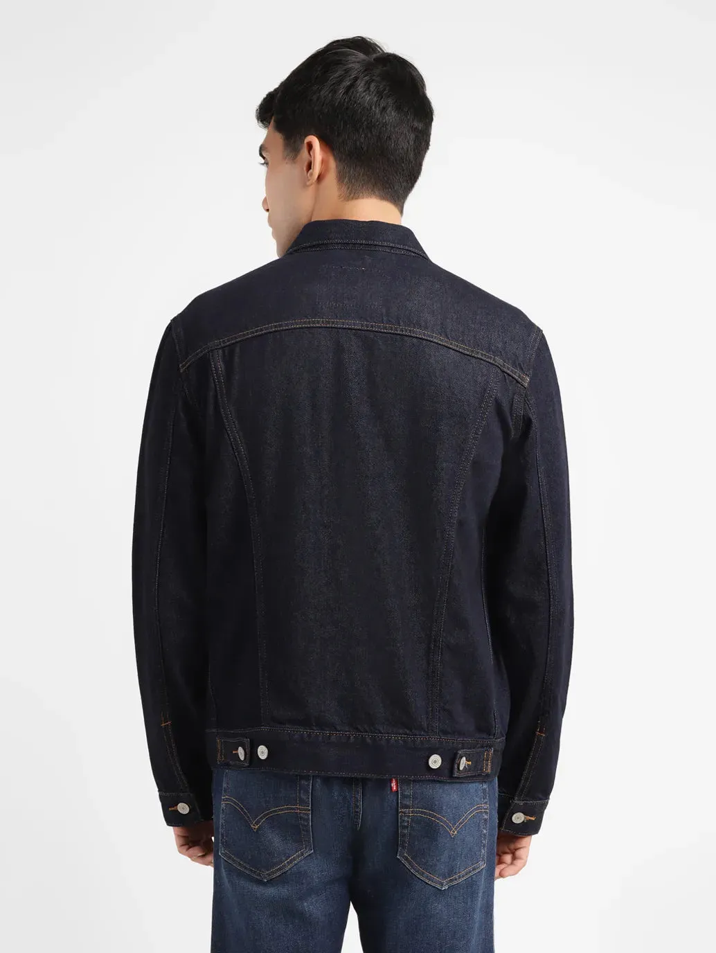 Men's Solid Indigo Spread Collar Jacket