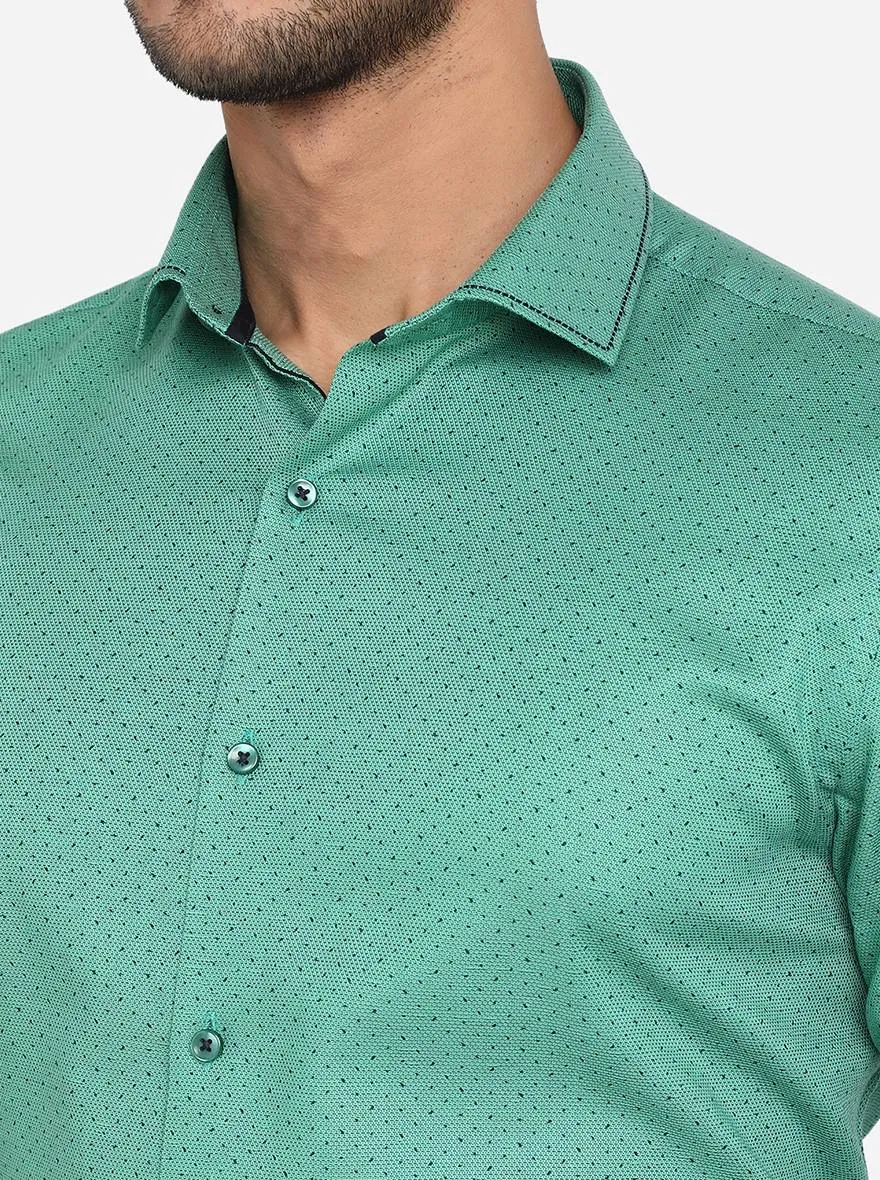 Mint Blue Solid Slim Fit Party Wear Shirt | JB Studio