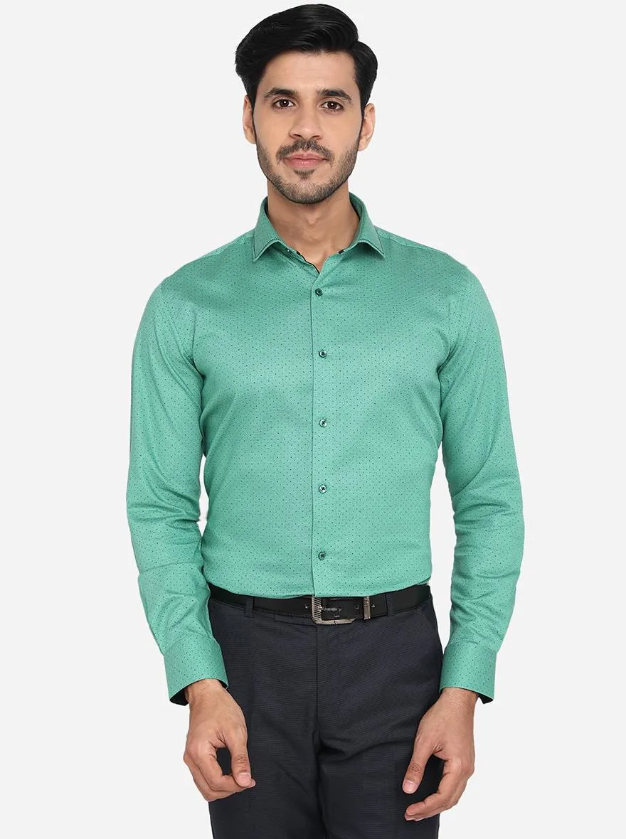 Mint Blue Solid Slim Fit Party Wear Shirt | JB Studio