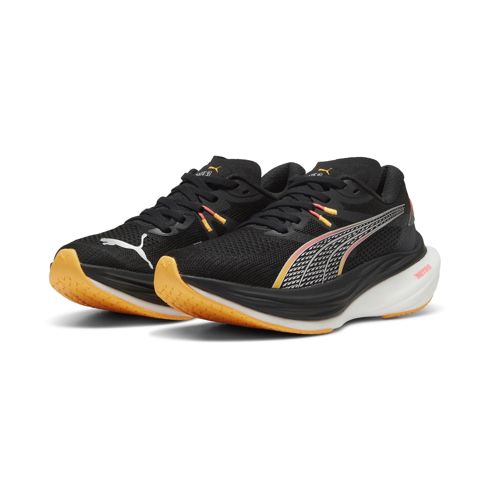 Puma Women's Deviate Nitro 3 Running Shoes in Black/Sunset Glow/Sun Stream AW24