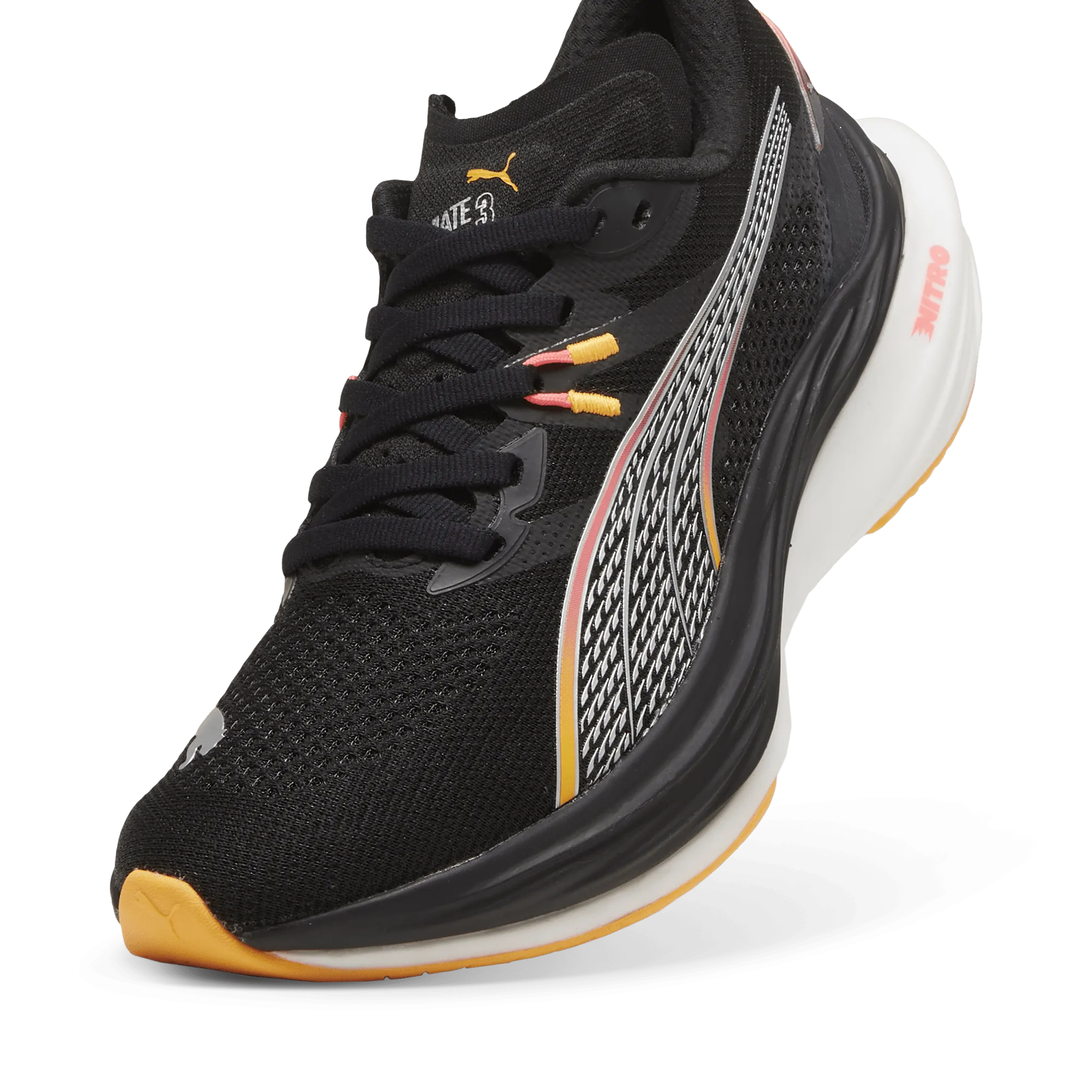 Puma Women's Deviate Nitro 3 Running Shoes in Black/Sunset Glow/Sun Stream AW24