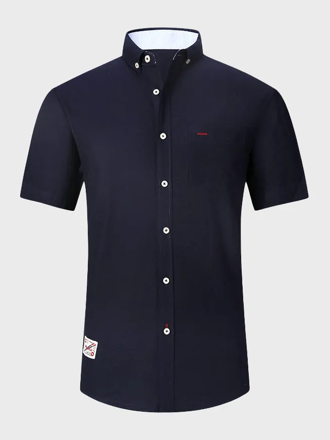 Pure Cotton Oxford Men's Short-Sleeved Shirt