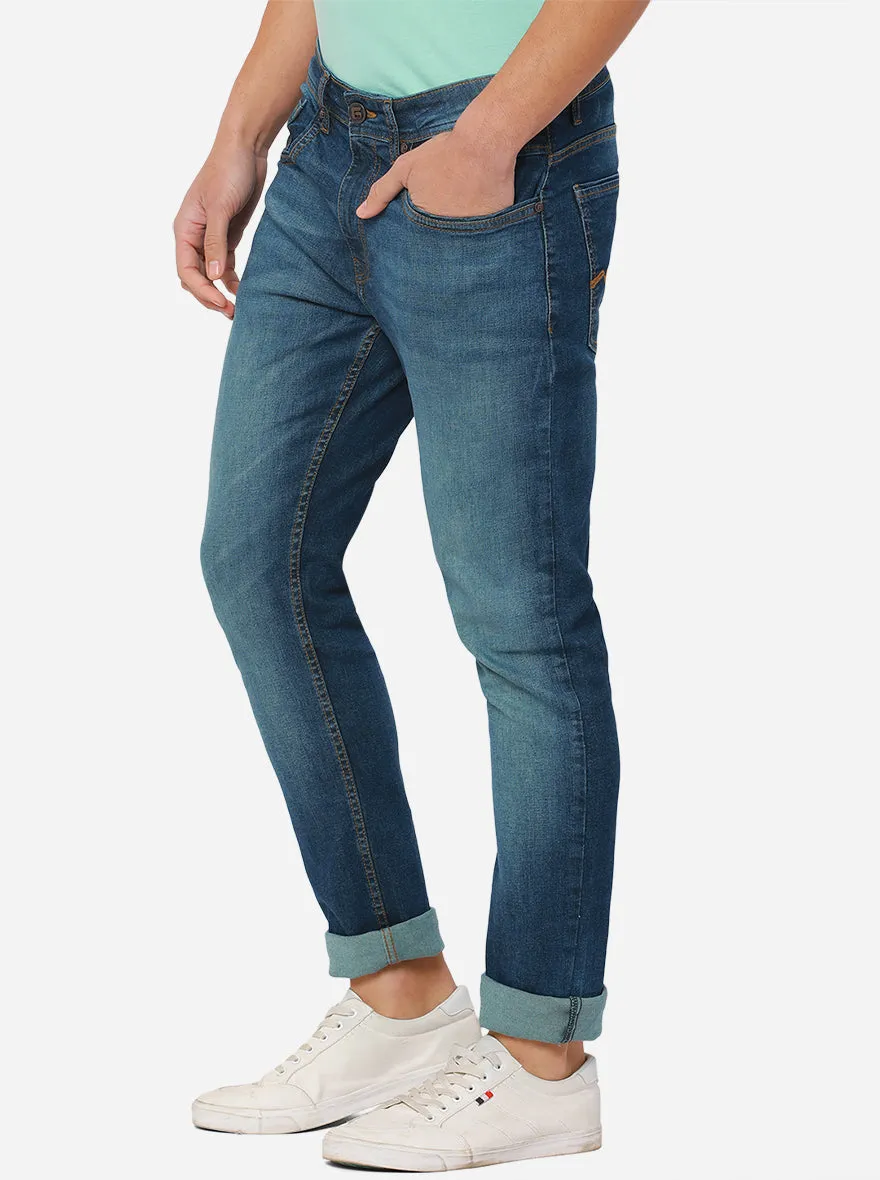 Raw Blue Washed Straight Fit Jeans | Greenfibre