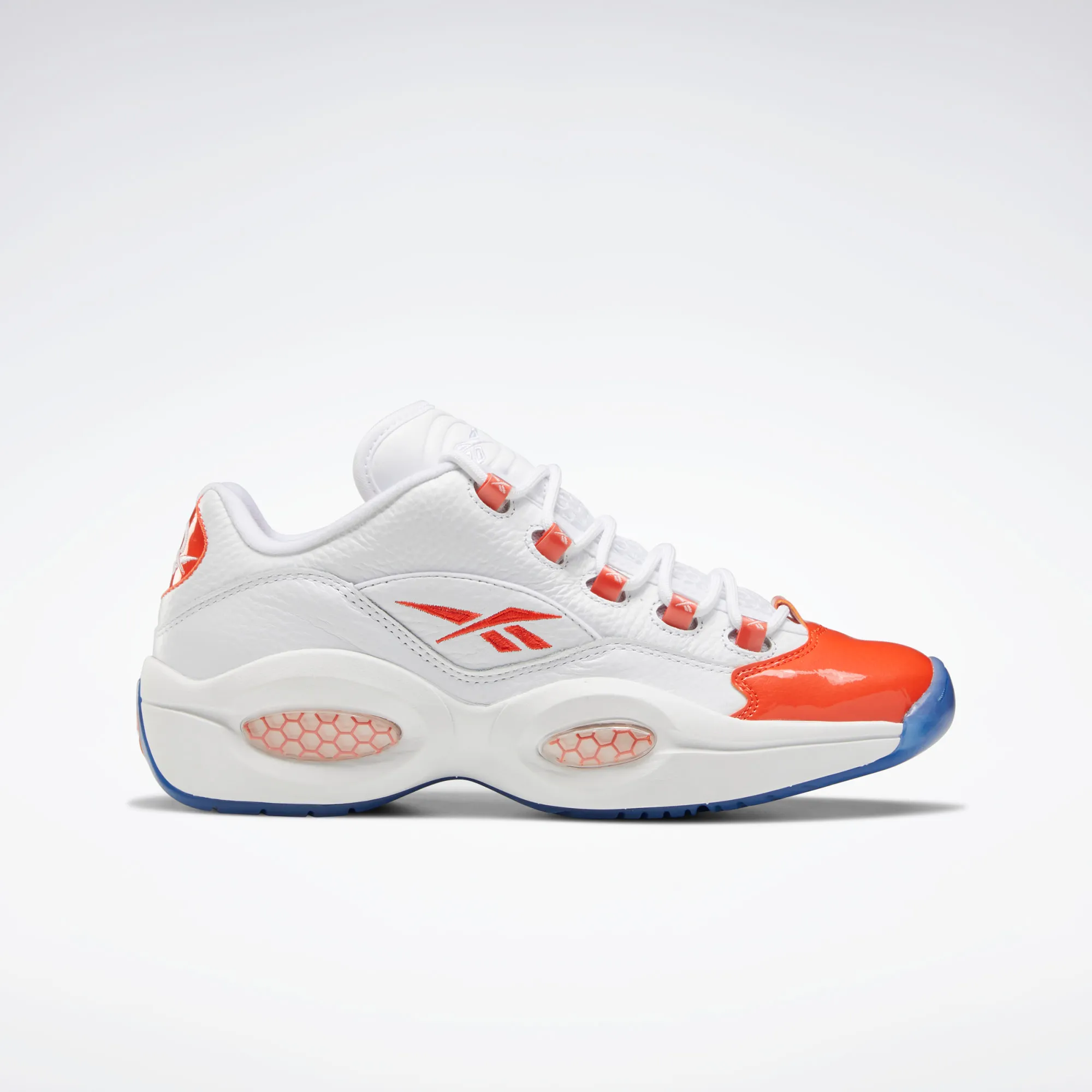 Reebok Men's Question Low Basketball Shoes - White / Vivid Orange / Reebok Ice-A1