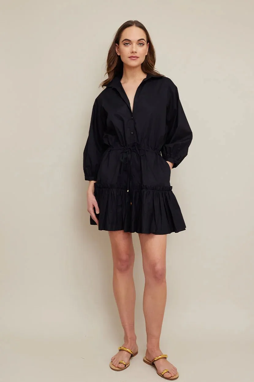 Robin Long Sleeve Short Dress Black