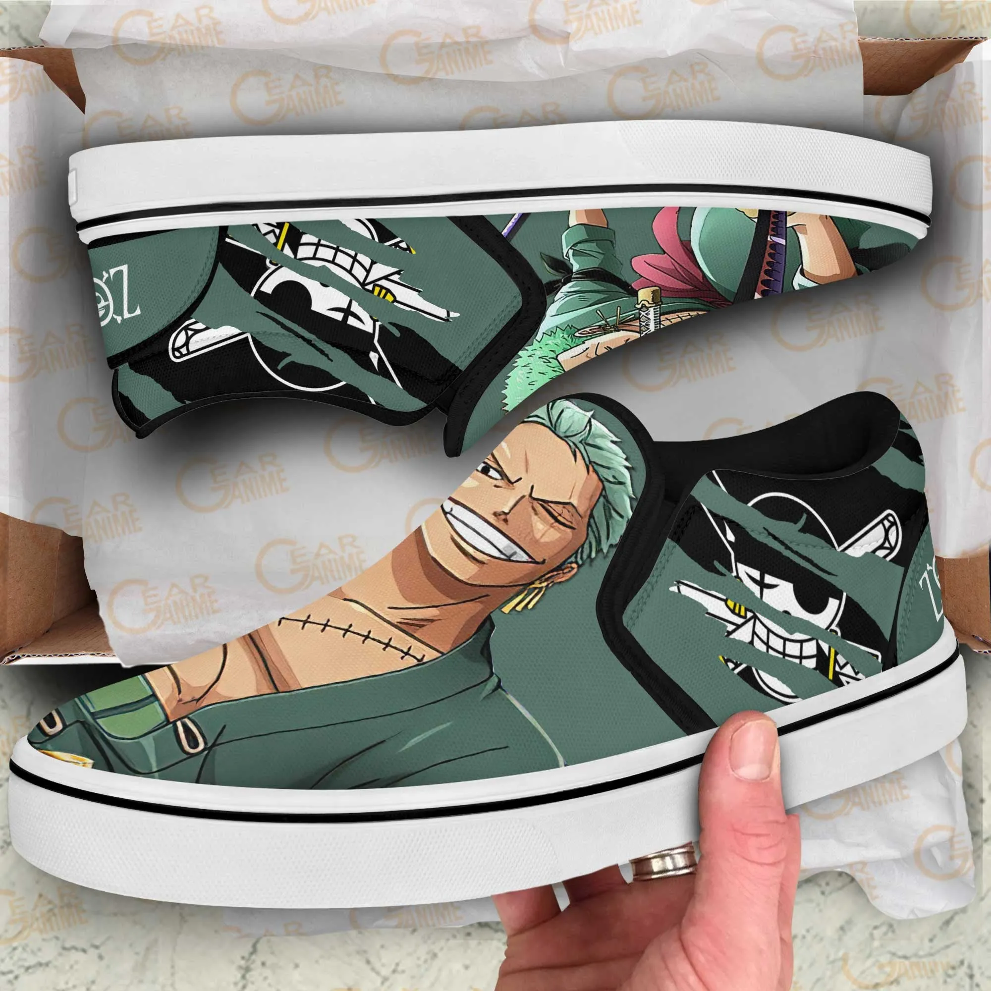 Roronoa Zoro Slip On Sneakers OP Custom Anime Shoes