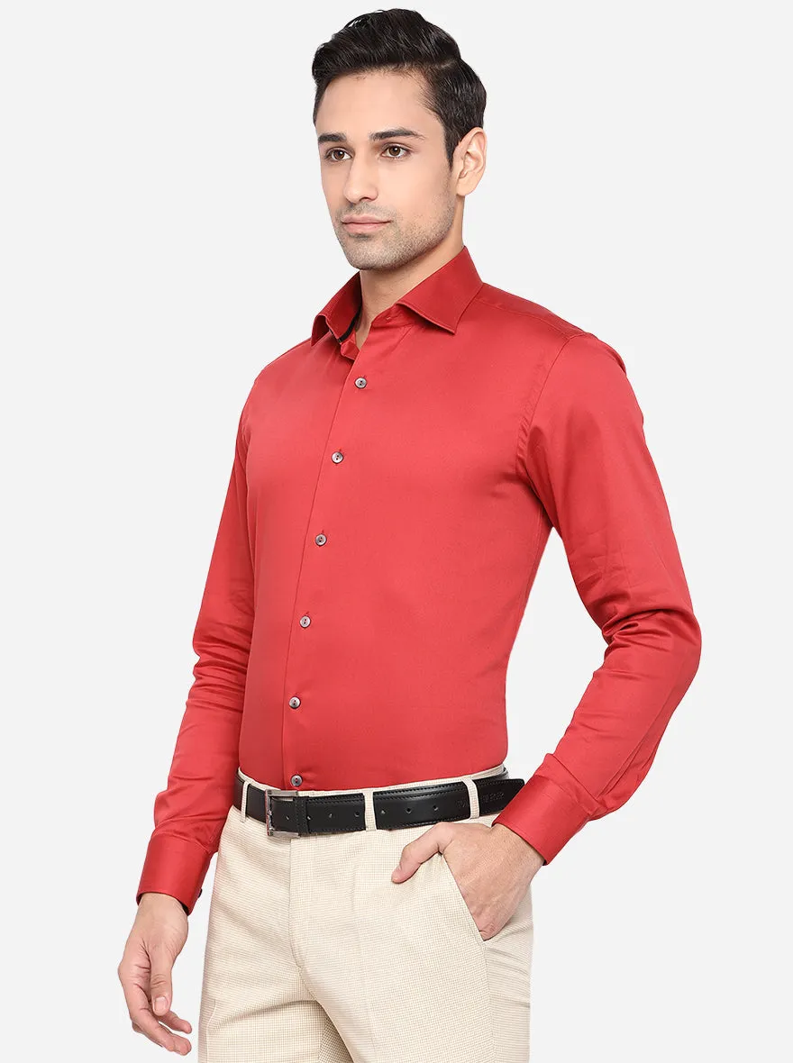 Rust Solid Slim Fit Party Wear Shirt | Wyre