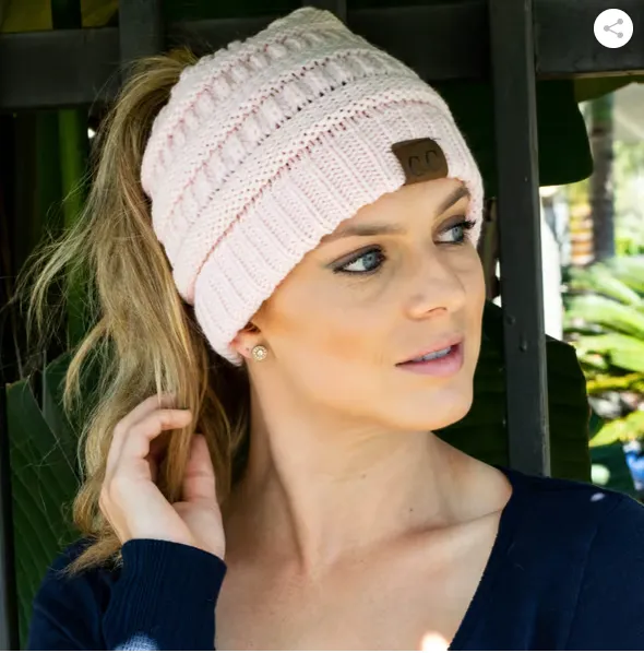 Soft Knit Ponytail Beanie