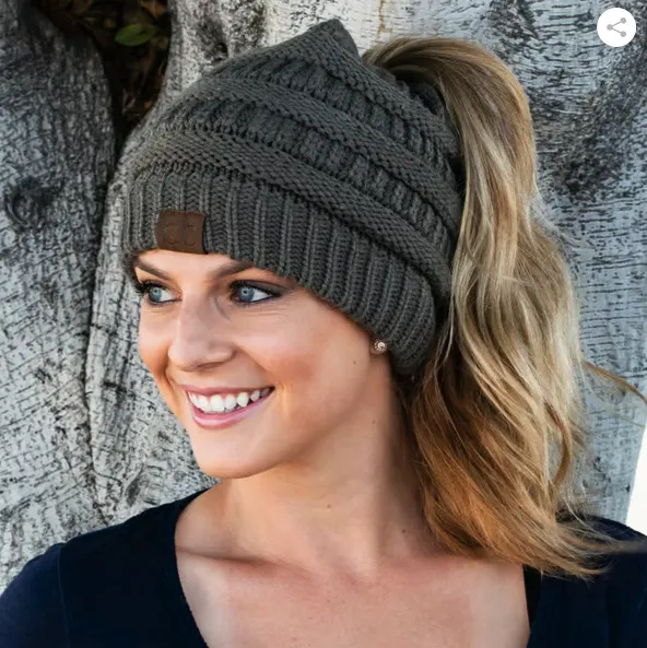 Soft Knit Ponytail Beanie