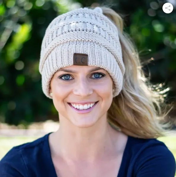 Soft Knit Ponytail Beanie