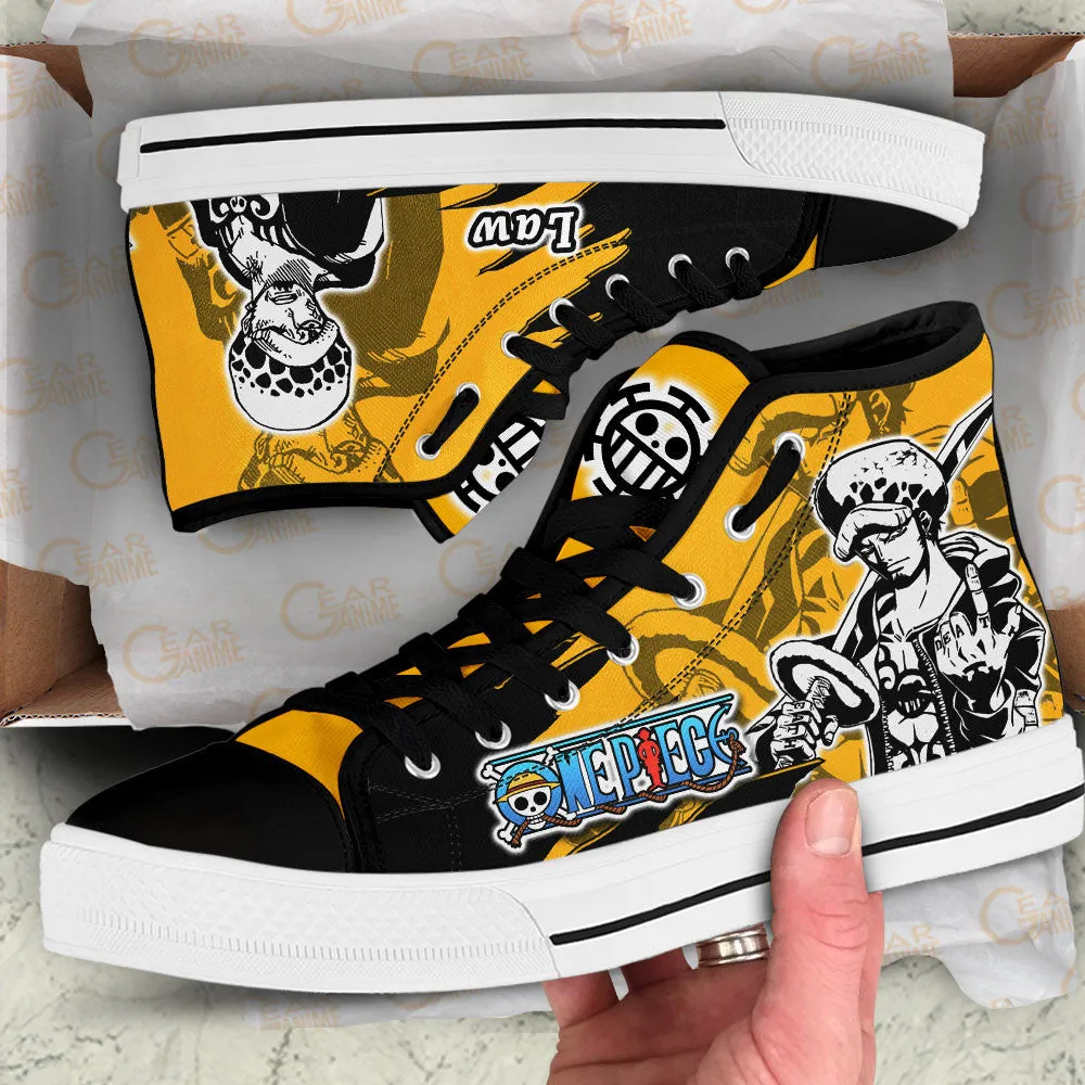 Trafalgar Law High Top Shoes OP Custom Anime Sneakers Mix Manga